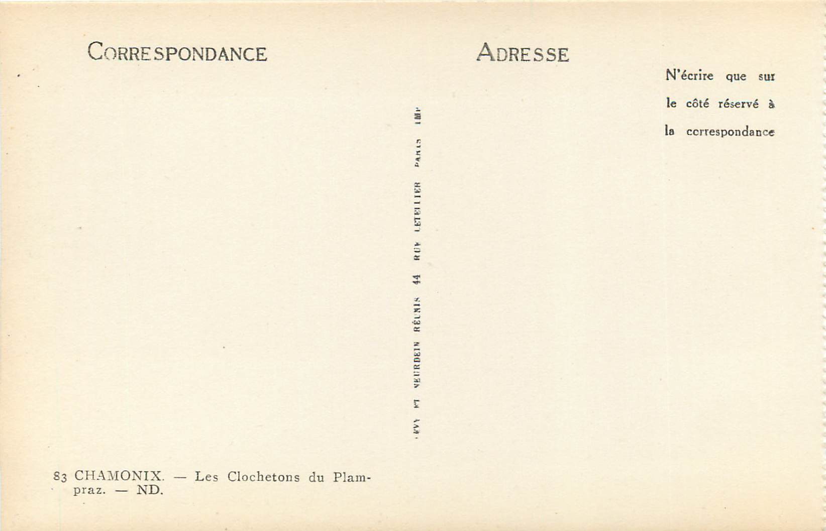 CPM 83 chamonix les clochetons du plampraz — Verso