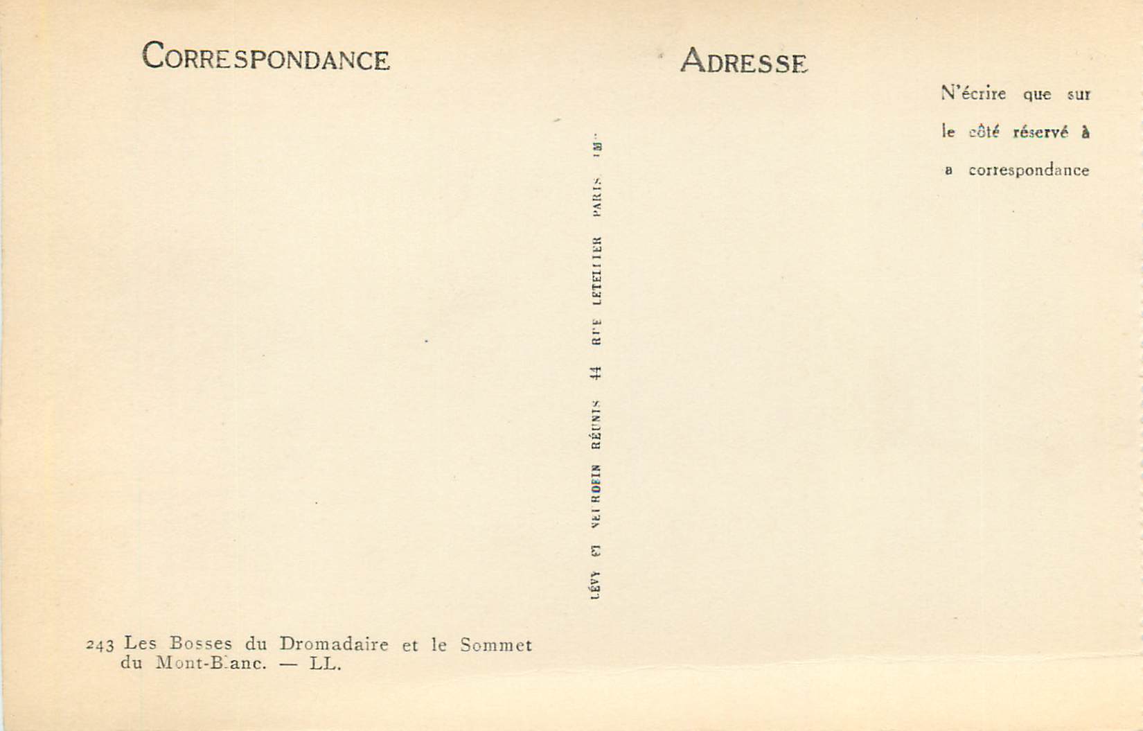 CPM 243 les bosses du dromadaire et le sommet du mont blanc — Rückseite