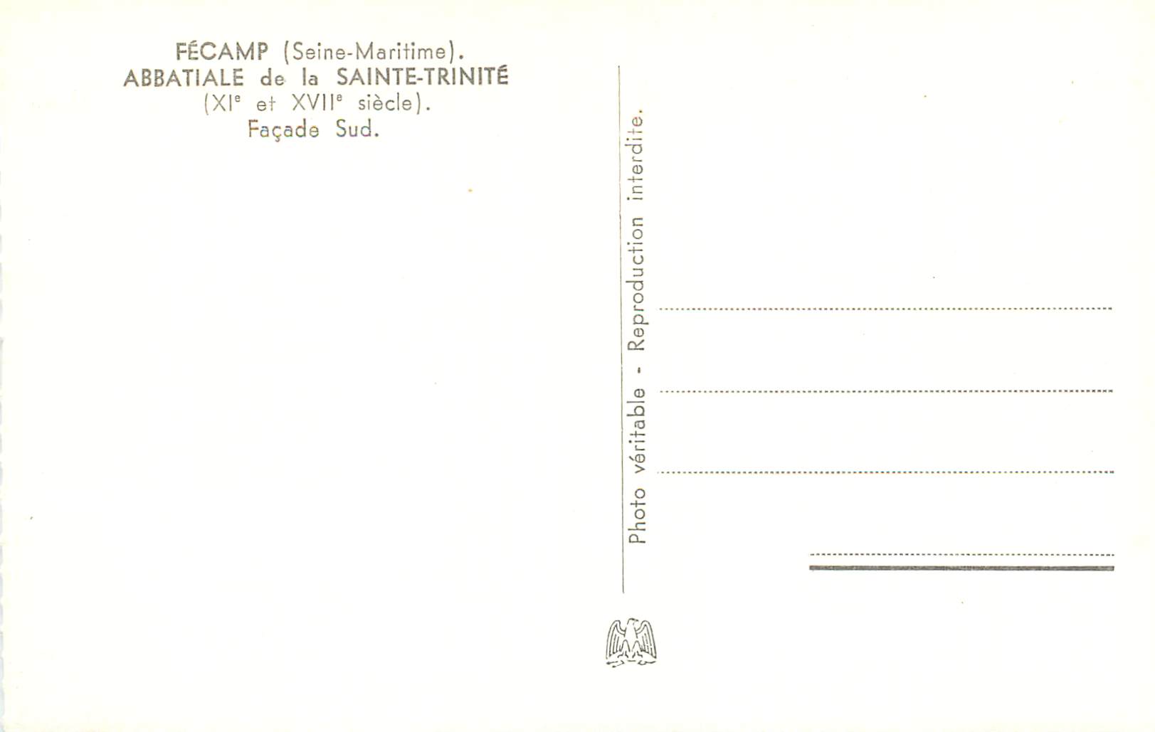 CPM Fecamp (seine maritime) abbatiale de la sainte trinite(xi et xiii siecle) facade sud — Rückseite