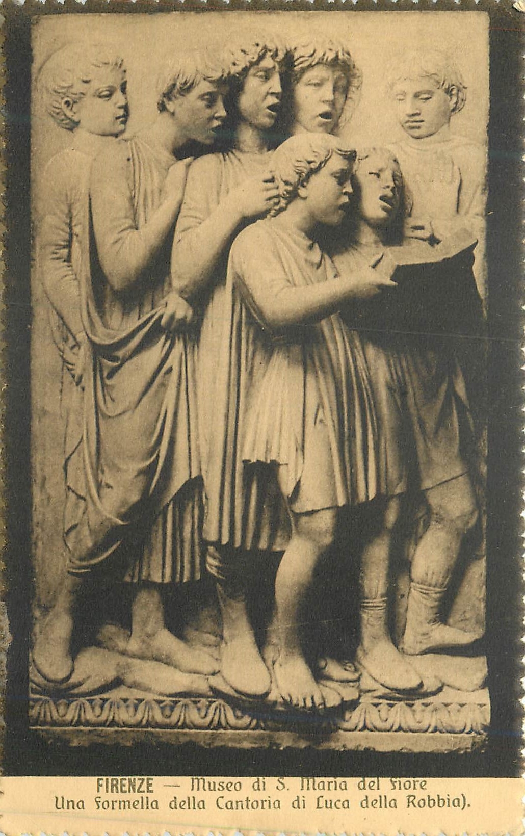 CPA Frienze museo di s maria del fiore una sormella della cantoria di luca della robbia