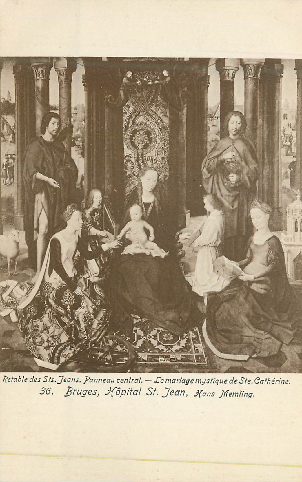 CPA Retable des sts jeans panneau central le mariage mystique de ste catherine 36 bruges hopital st jean kans memling