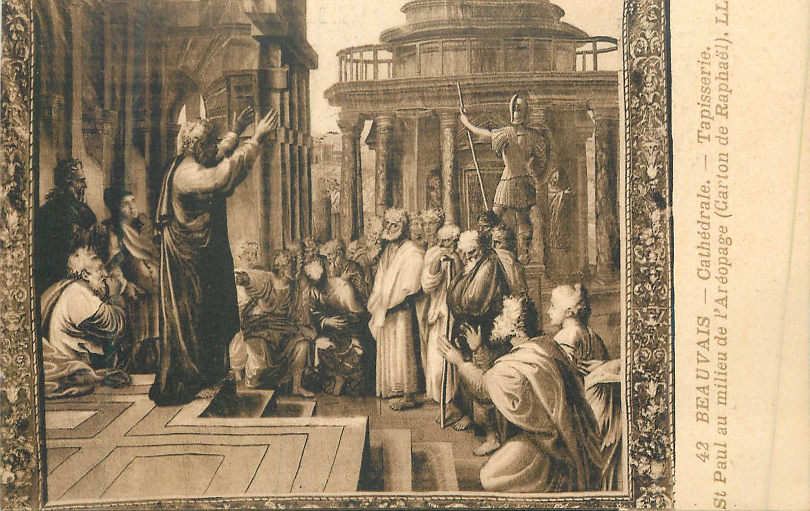 CPA 42 beauvais cathedrale tapisserie st paul au milieu de la areopage(gaston de raphael)