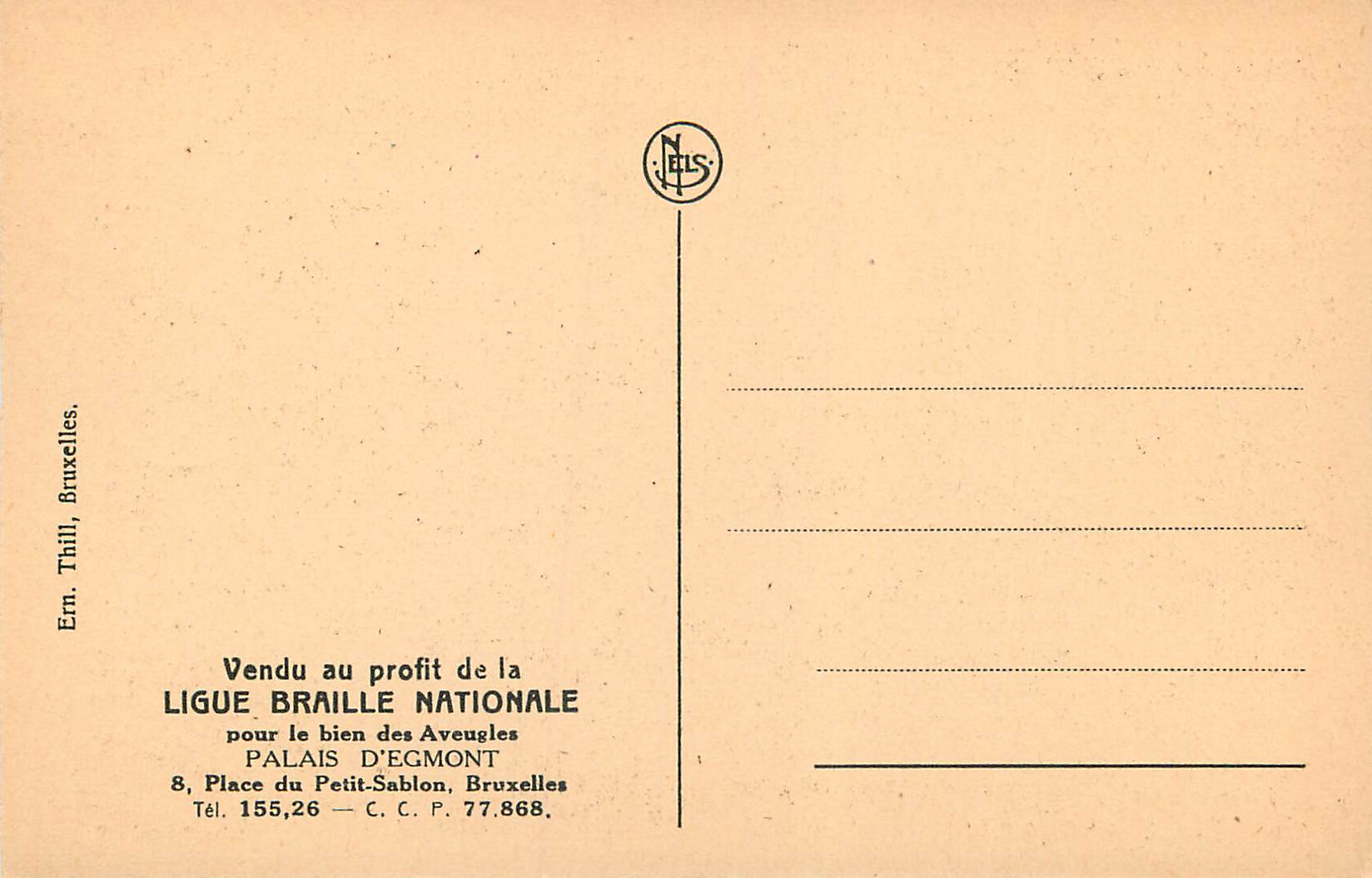 Bébé nu allongé — pastel de Cécile Douard — éditeur N.ELS, n° de série non visible — Verso
