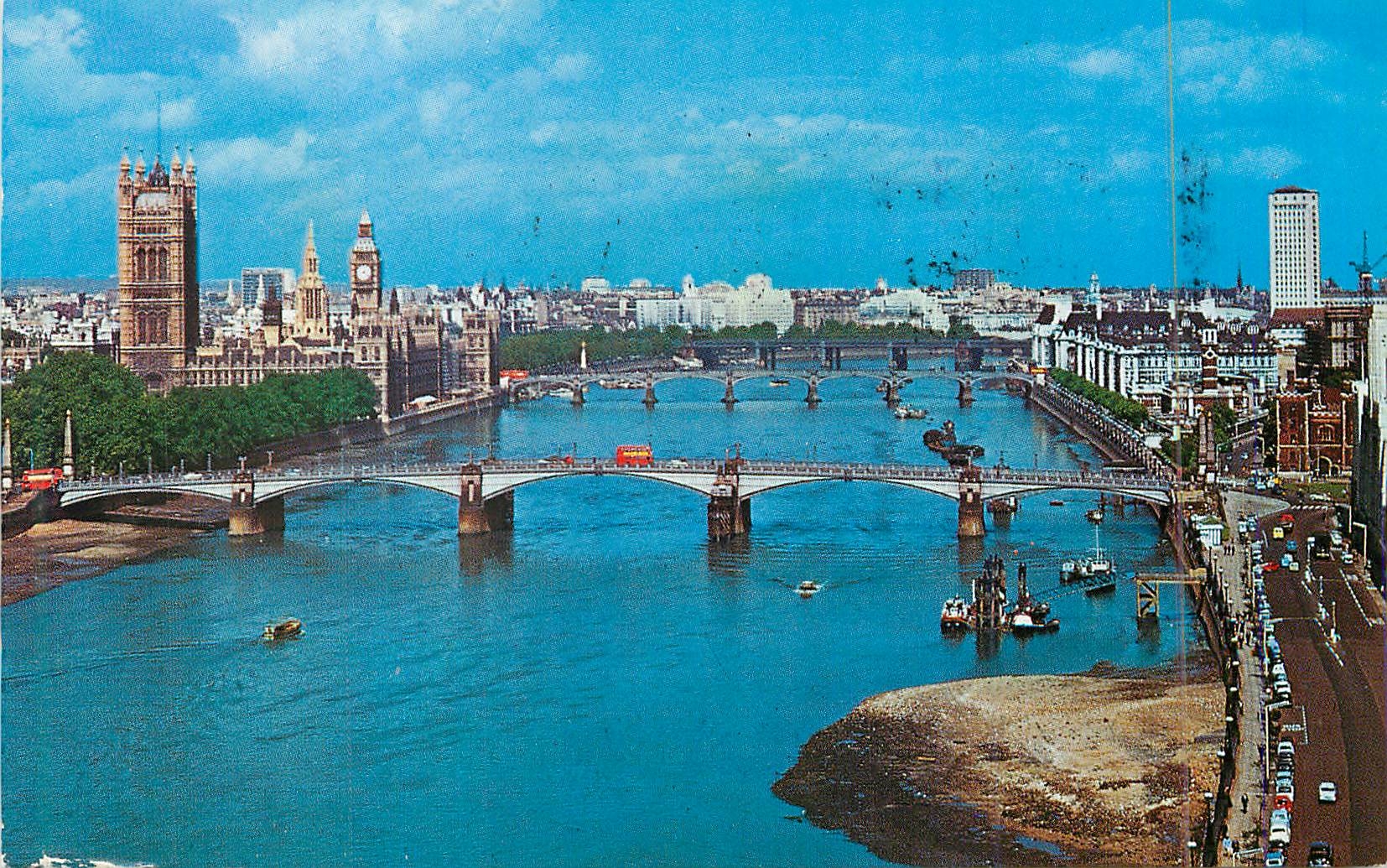 Lambeth Bridge, Houses of Parliament and River Thames — Londres — Natural Colour Series, n°1357