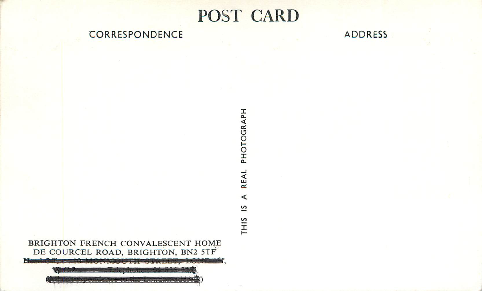 CPM Brighton french convalescent home de courcel road brighton bn2 5tf — Rückseite
