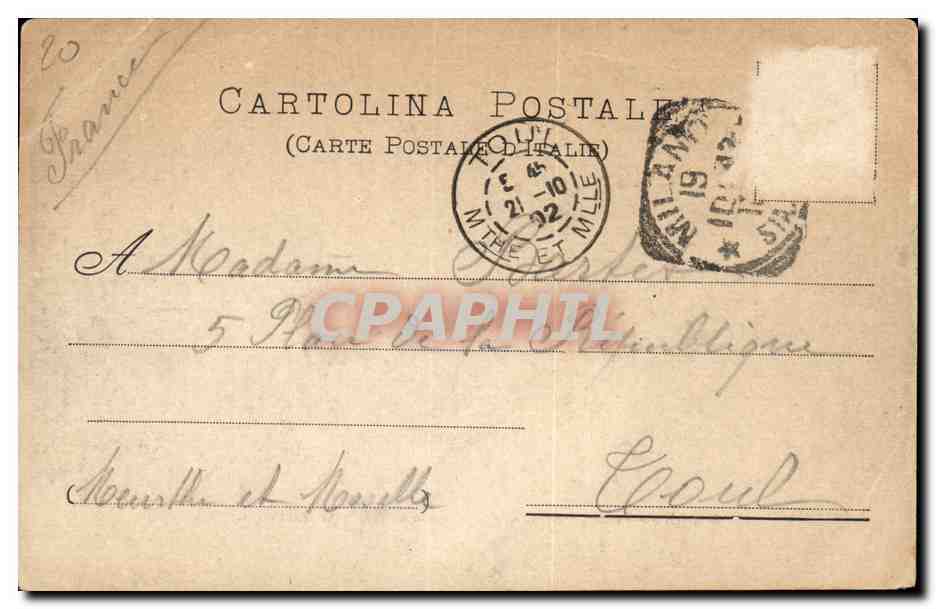 CPA Italie Italia Roma Piazza Cairoli e monumento a Giuseppe Garibaldi — Rückseite