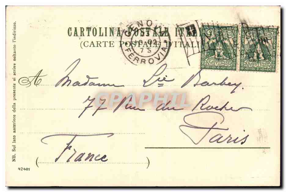CPA Italie Italia Nervi — Back