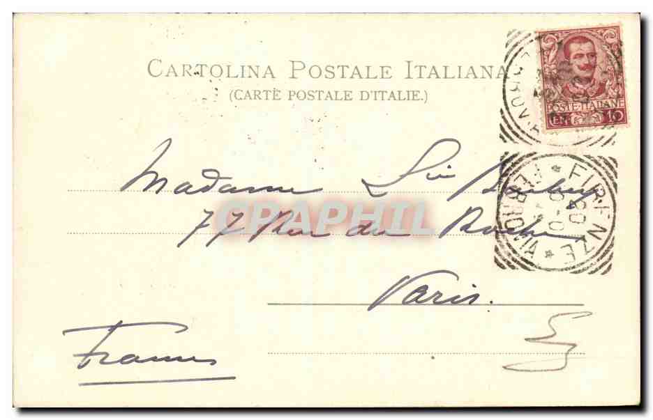 CPA Italie Italia Firenze Viale della Regina — Rückseite