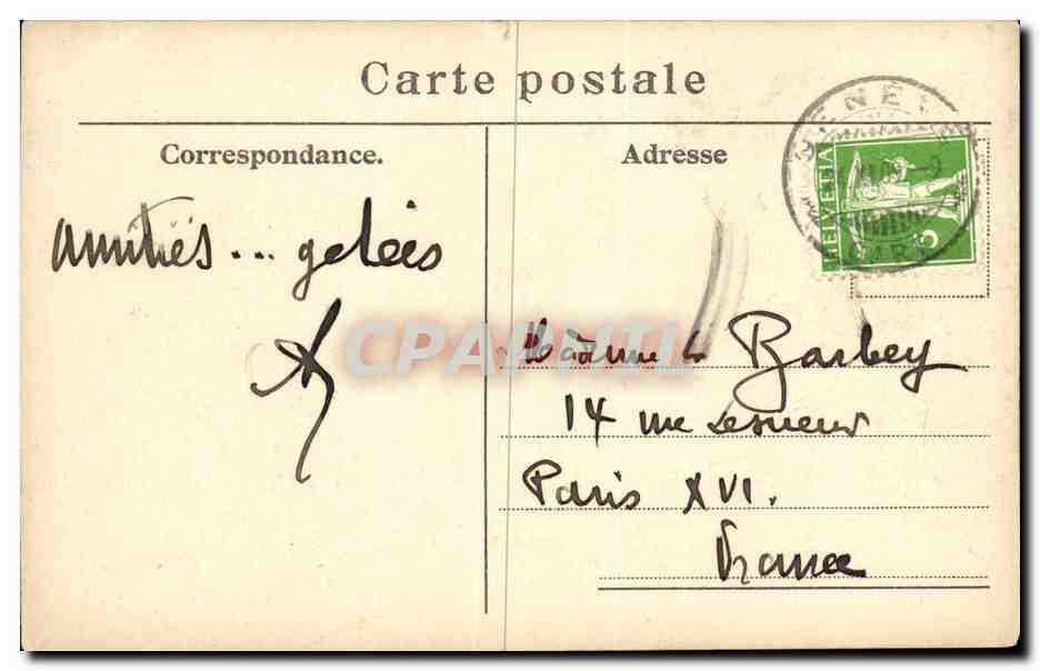CPA Suisse Geneve Rue du Montblanc — Verso