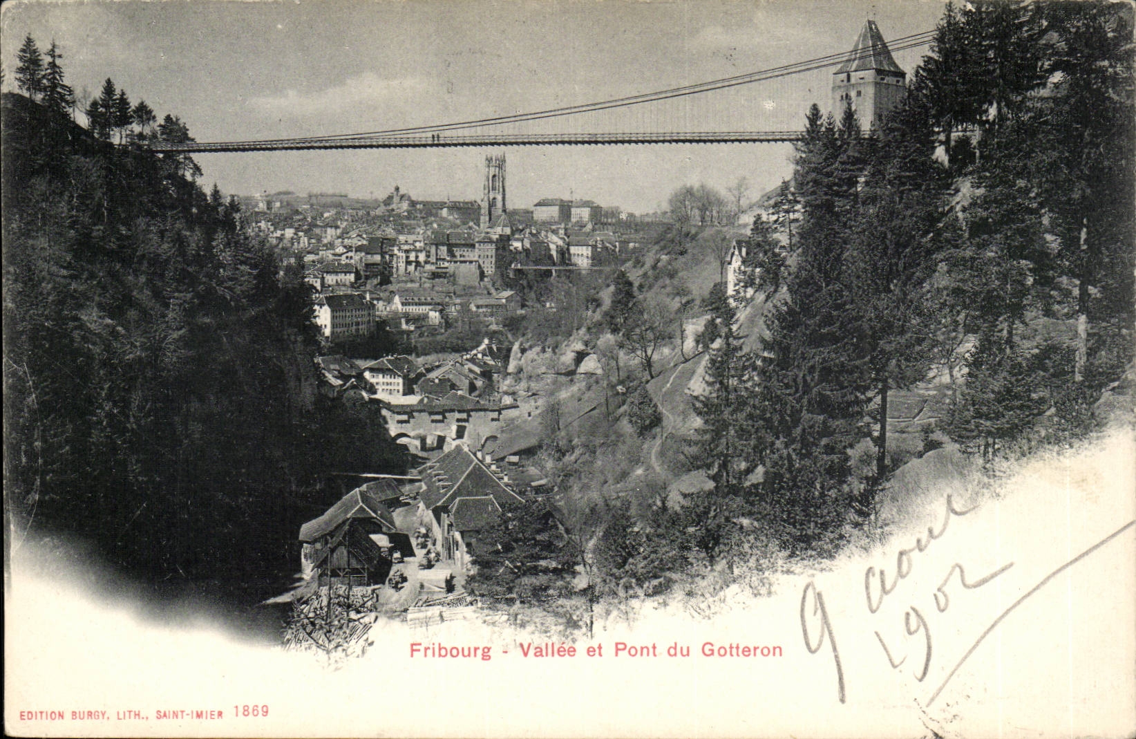 CPA Suisse Fribourg Vallee et pont du Gotteron