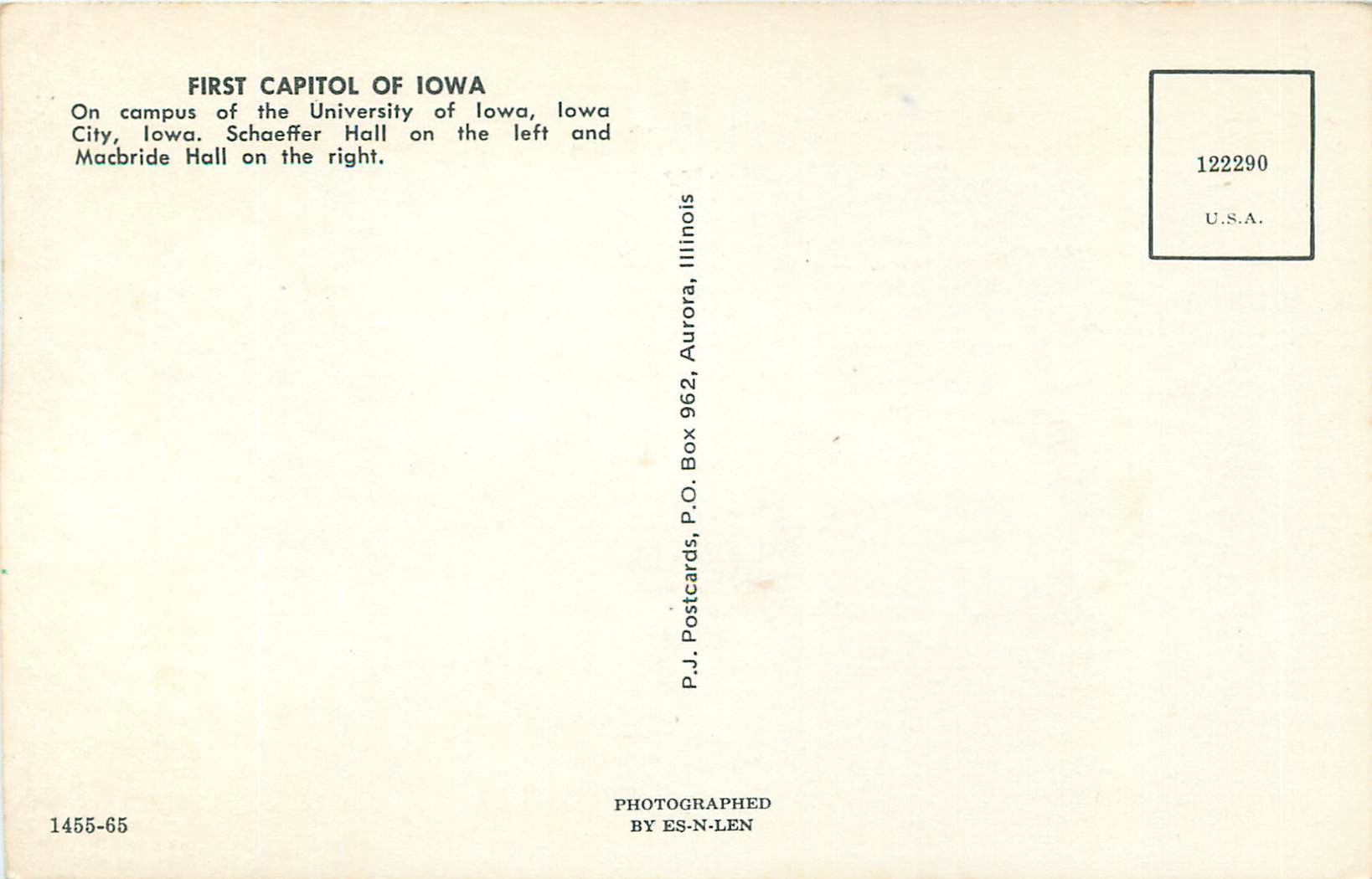 CPM First Capitol of Iowa On Campus of the University of Iowa — Rückseite