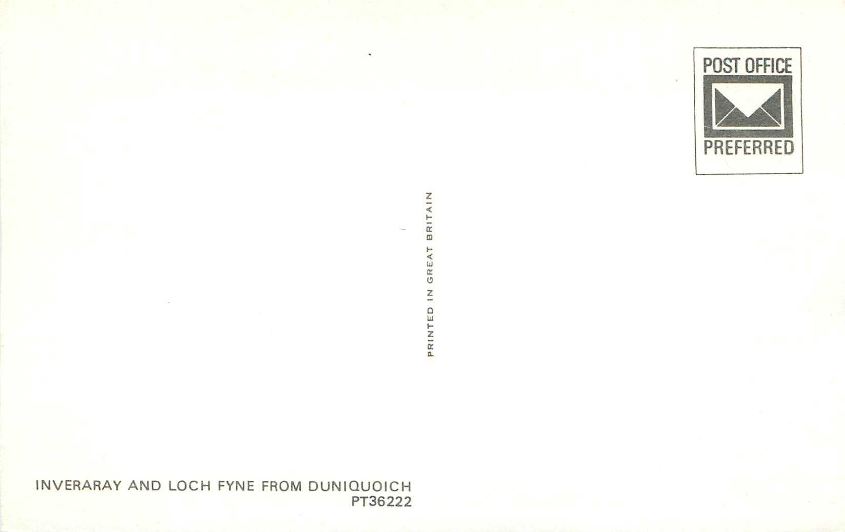 CPM Inverary and Loch Fyne From Duniquoich — Rückseite