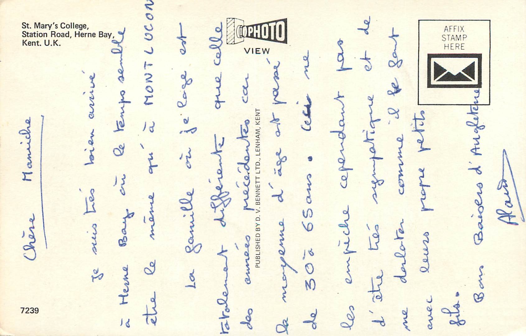 CPM St Mary's College Station Road Herne Bay Kent U K — Rückseite