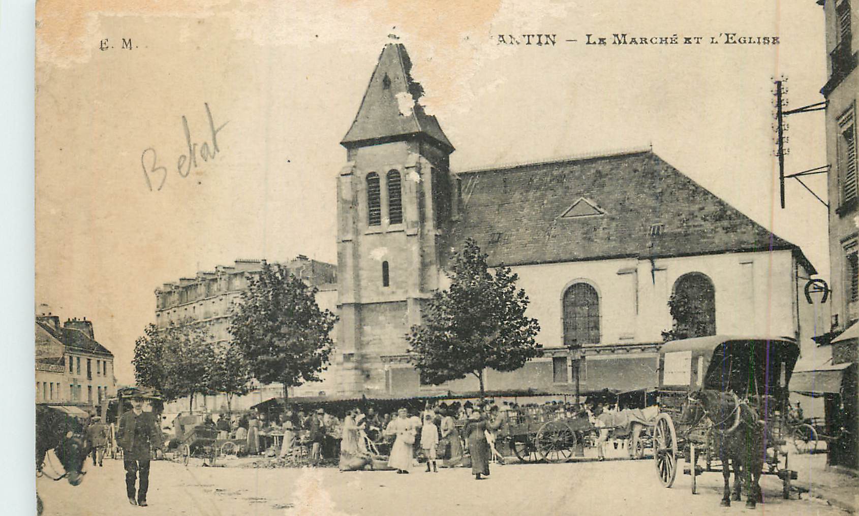 CPA Pantin Le marche et l'eglise