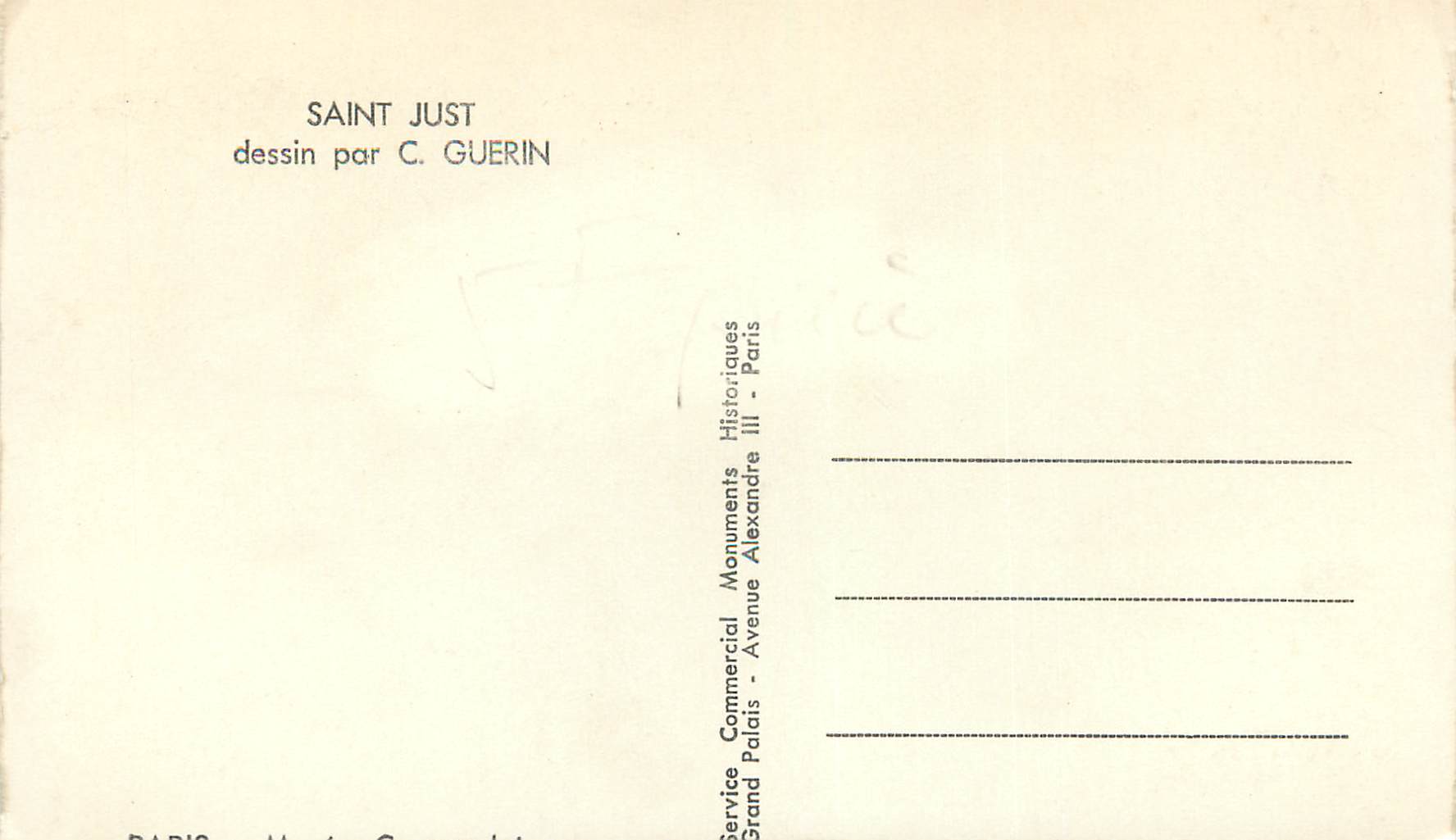 Saint-Just — dessin par C. Guérin — Service Commercial Historiques, Paris — Reverso