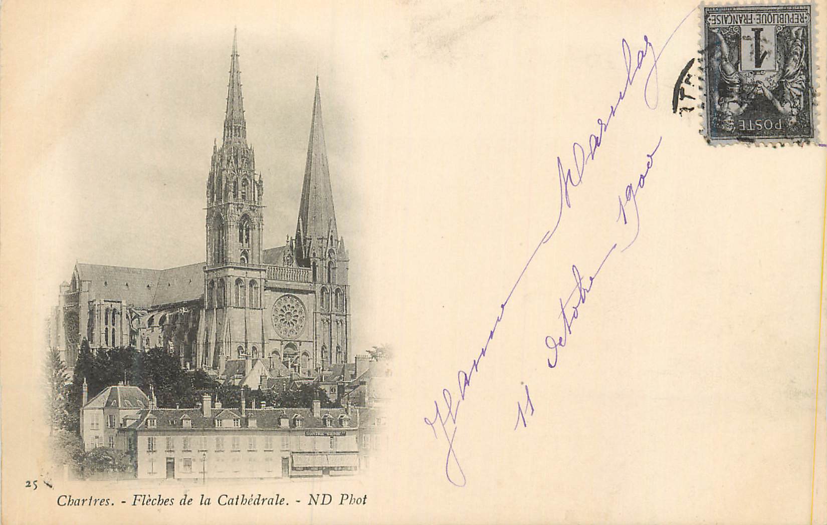 CPA Chartres Fleches de la Cathedrale ND (carte 1900)