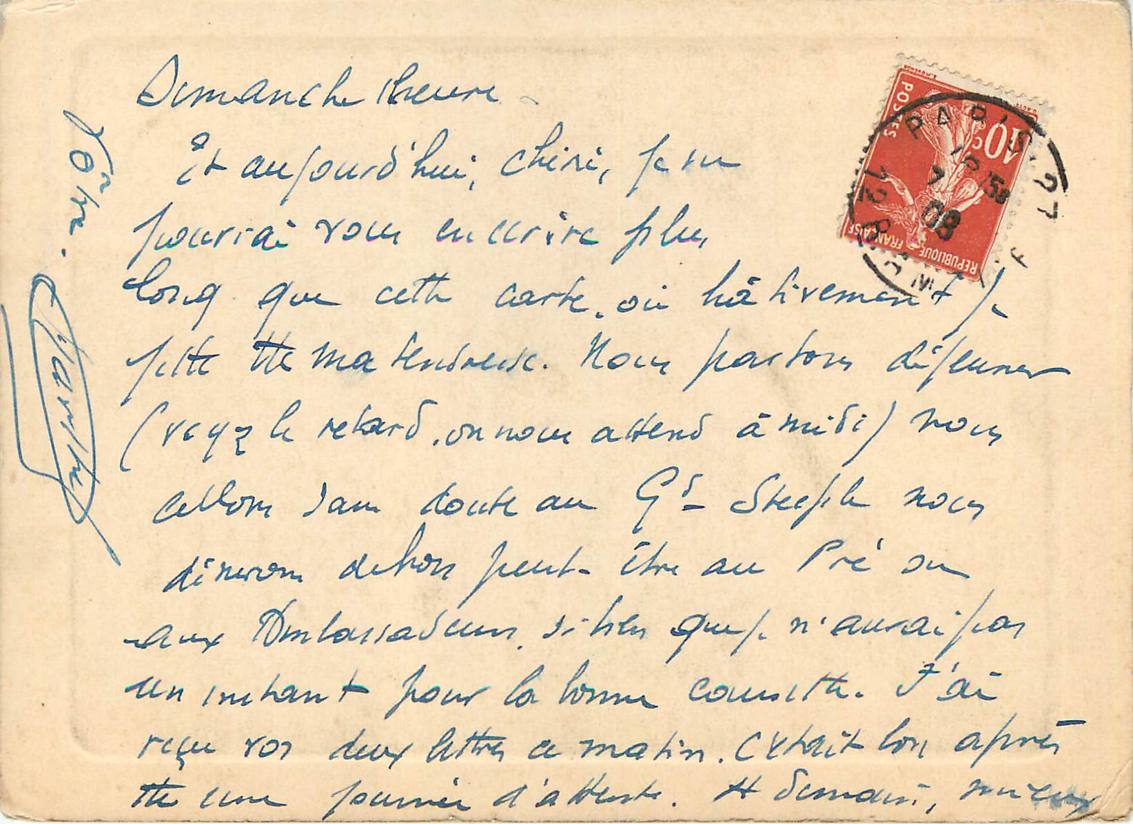 CPA Charles L Louvre — Verso
