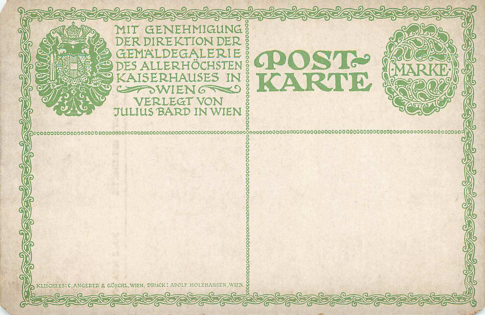 Jan van Eyck — Portrait des Kardinals della Croce — Verlag Julius Bard, Wien — Rückseite