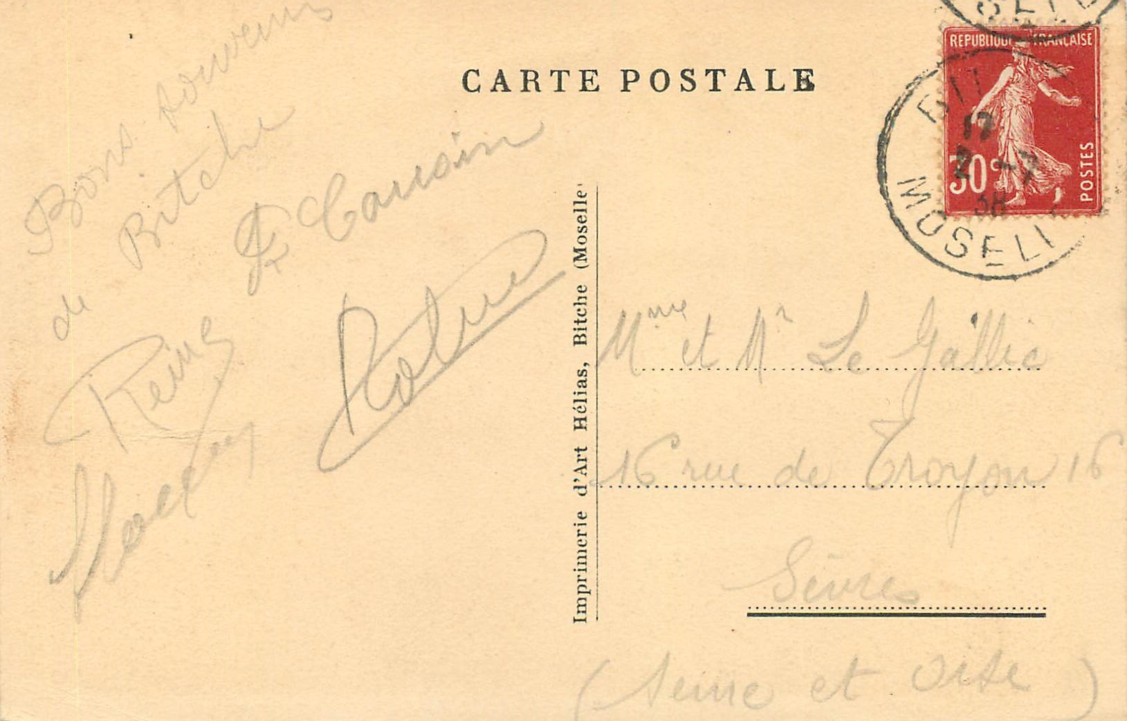 CPA Bitche (Moselle) Partie Pittoresque au Fort St Sebastien — Rückseite