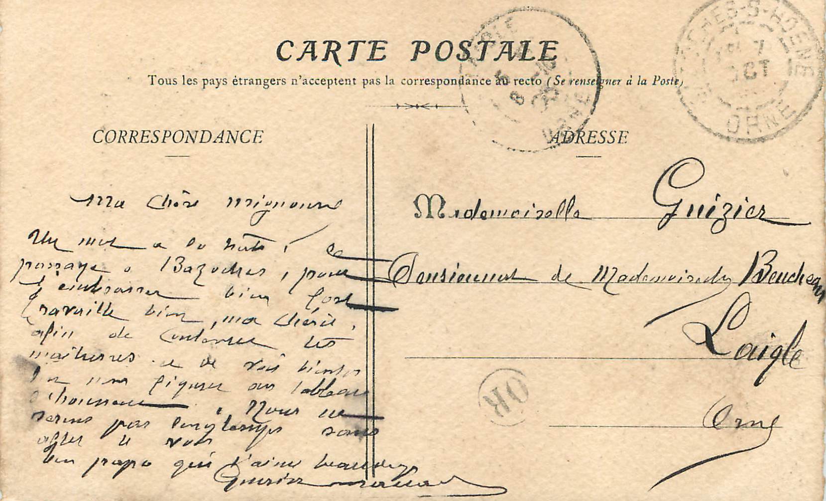 Bazoches - Portail de l'Église (xiième siècle) — La Normandie Archéologique et Pittoresque — Éditeur L. Pasquis, Laigle (Orne) — Verso