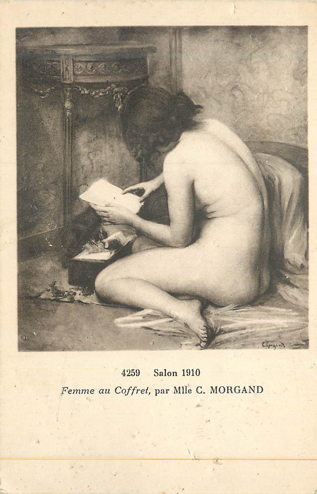 Frau mit dem Kästchen, von Miss C. MORGAND — Salon 1910 — Cipregands