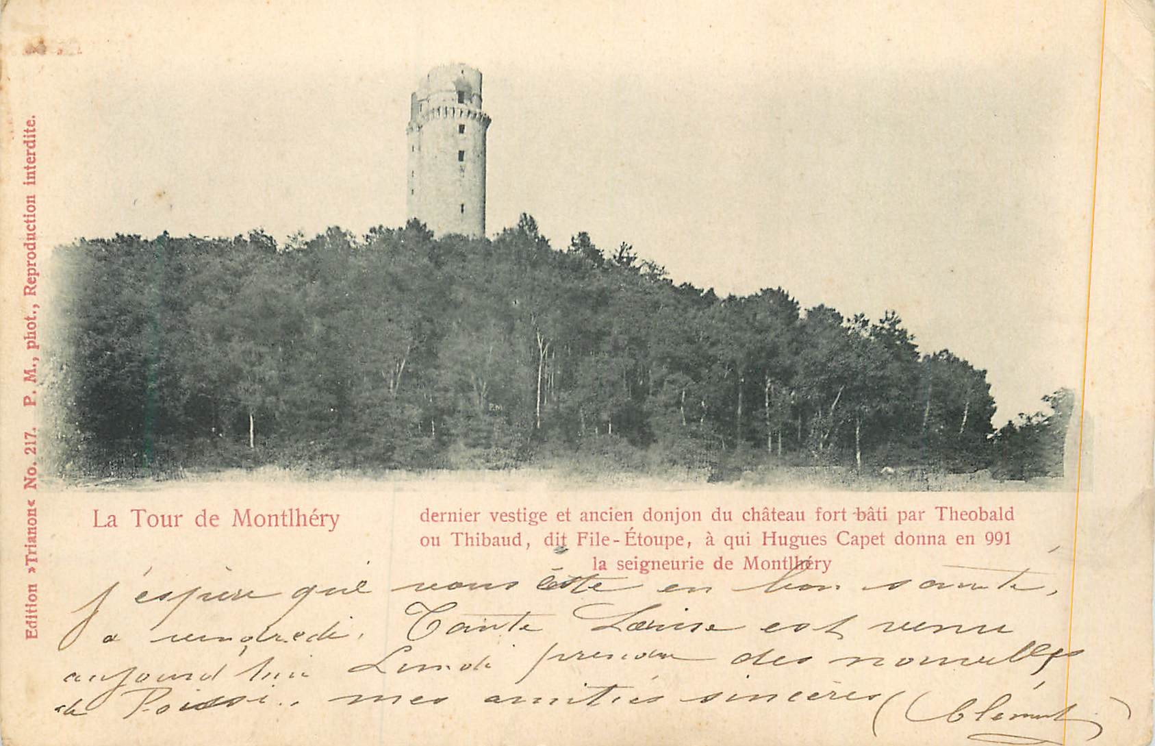 La Tour de Montlhéry — dernier vestige du château fort de Thibaud, dit File-Étoupe — Édition Trianon, No. 217