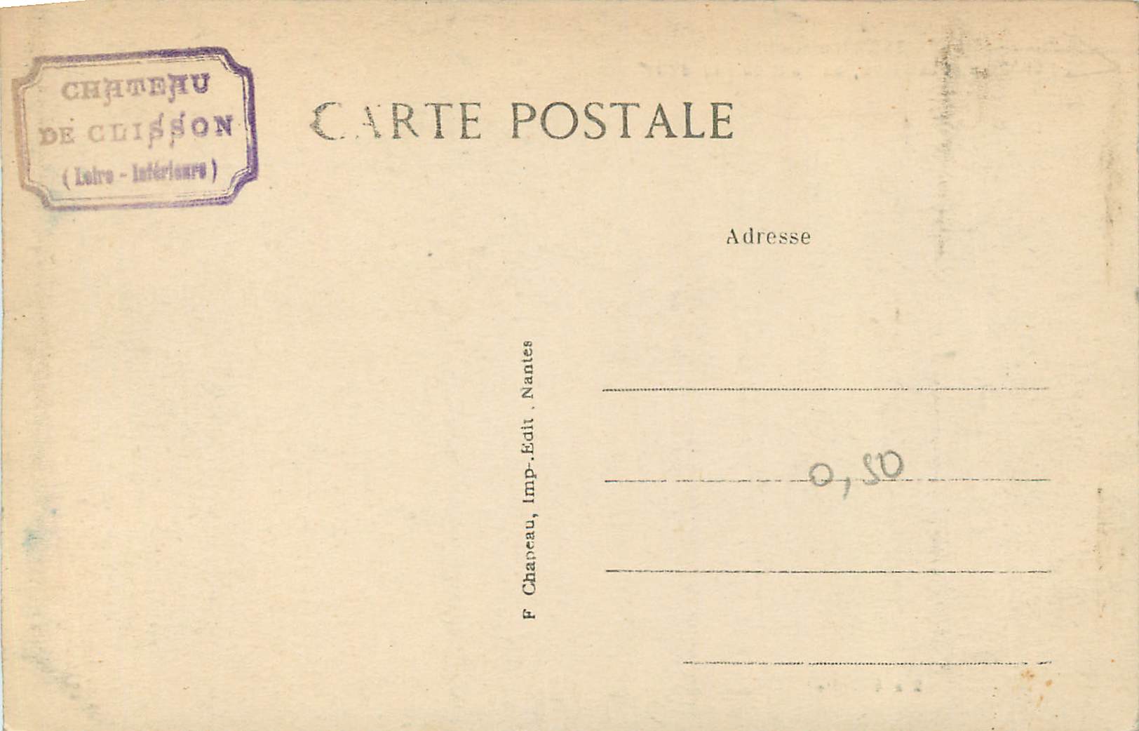 CPA Clisson (Loire Inf) Le Chateau et la Sevre — Rückseite