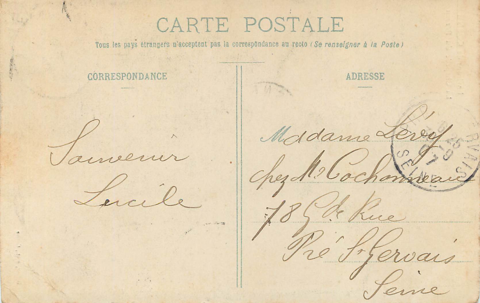 CPA Environs de Cosne La Chapelle du Pezeau — Rückseite