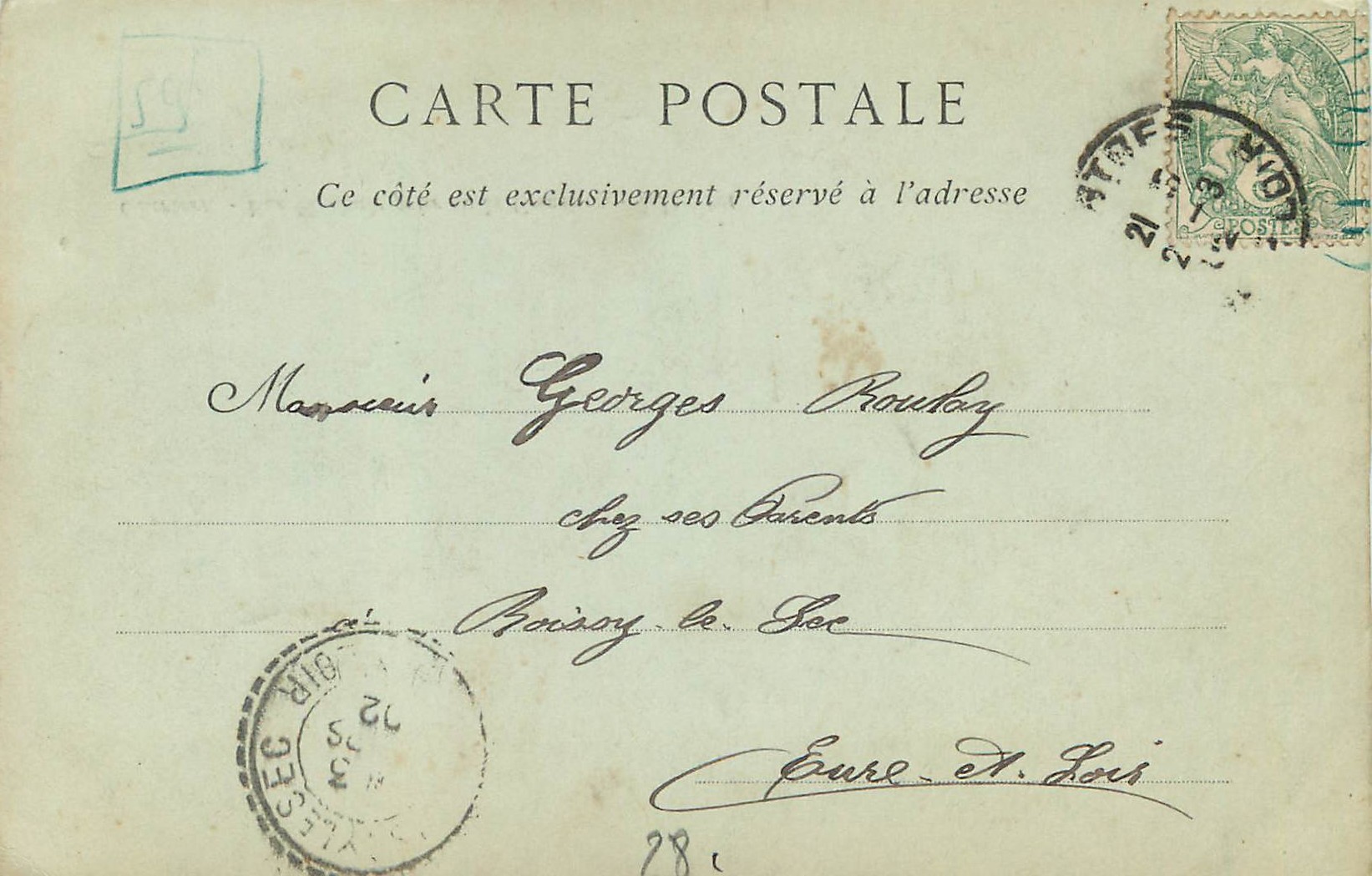 CPA Chartres Vue generale Prise de la Courtille ND (carte 1900) — Verso