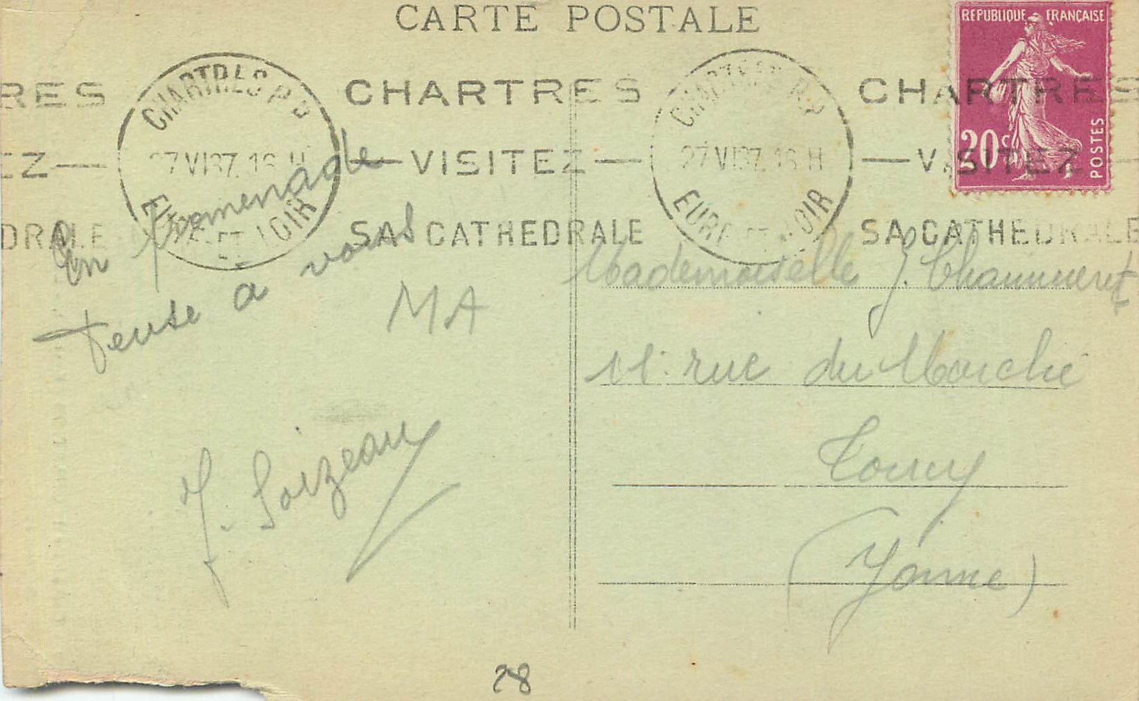CPA Cathedrale de Chartres (E et L) L'Assamptiion par Bredan — Rückseite