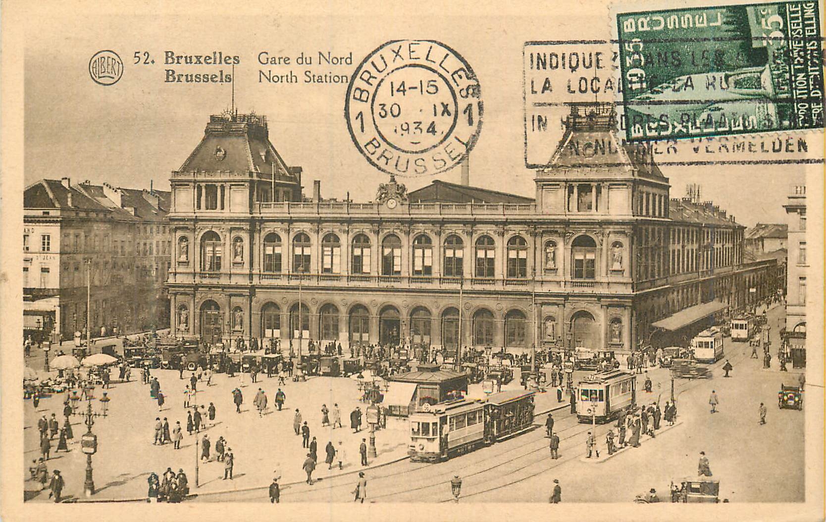 CPA Bruxelles Gare du Nord Tramway