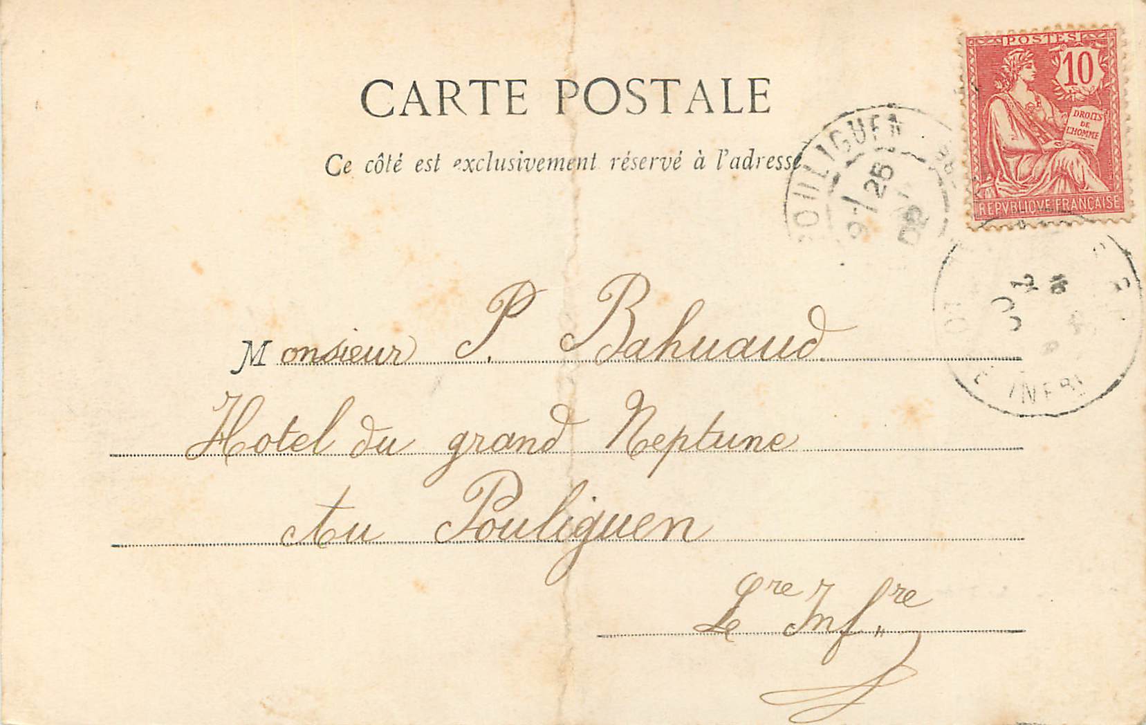 CPA Nantes La Prefecture — Verso