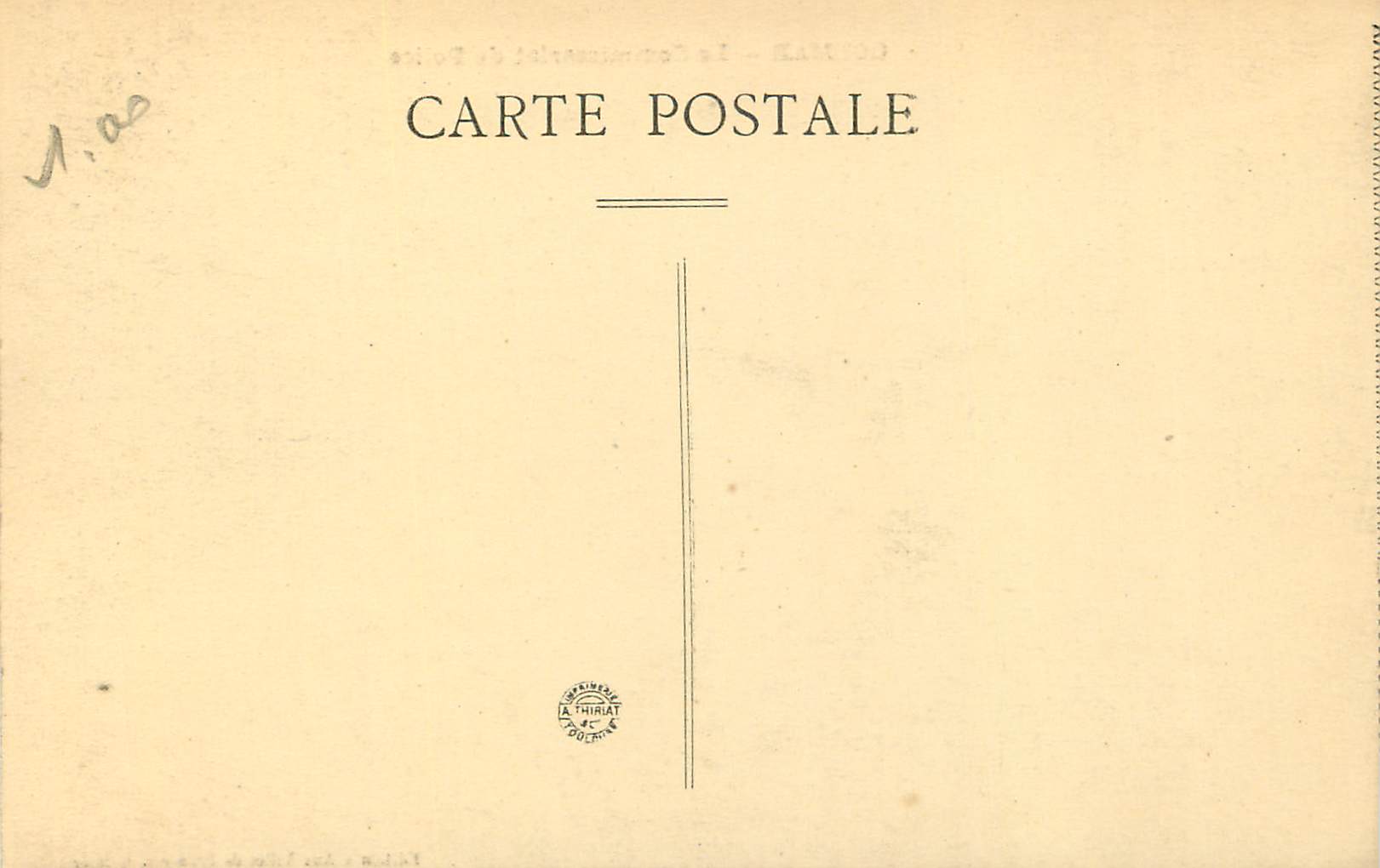 CPA Colmar Le Commissariat de Police — Rückseite