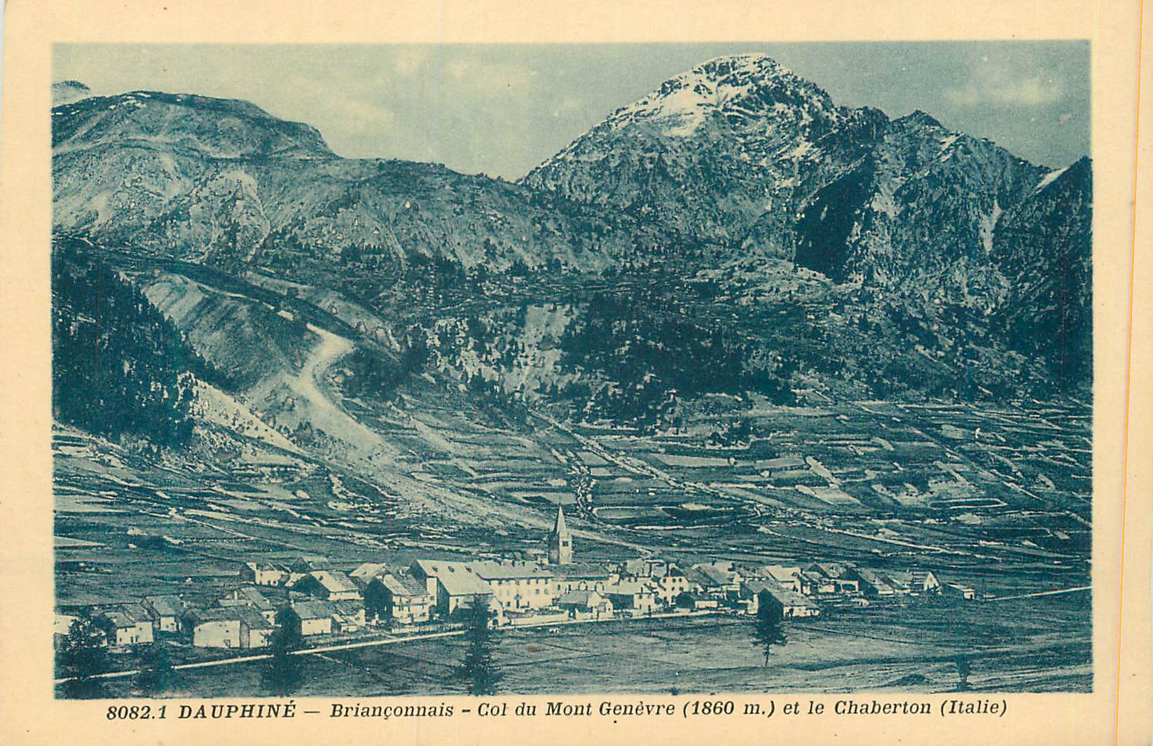 Col du Mont Genève et le Chaberton (Italie) — Dauphiné — Briançonnais — éditeur A. Mollaret, Grenoble