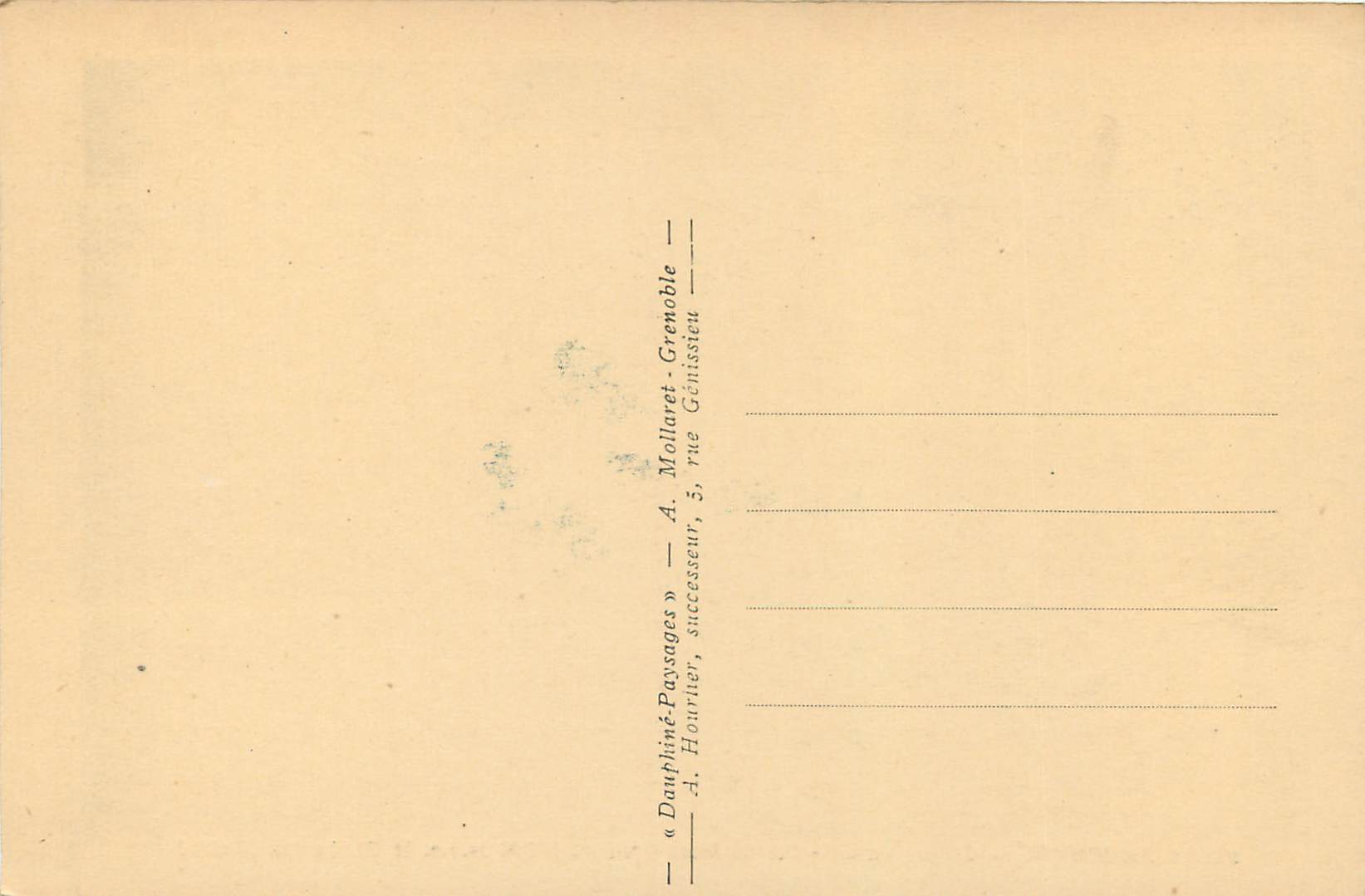 Col du Mont Genève et le Chaberton (Italie) — Dauphiné — Briançonnais — éditeur A. Mollaret, Grenoble — Verso
