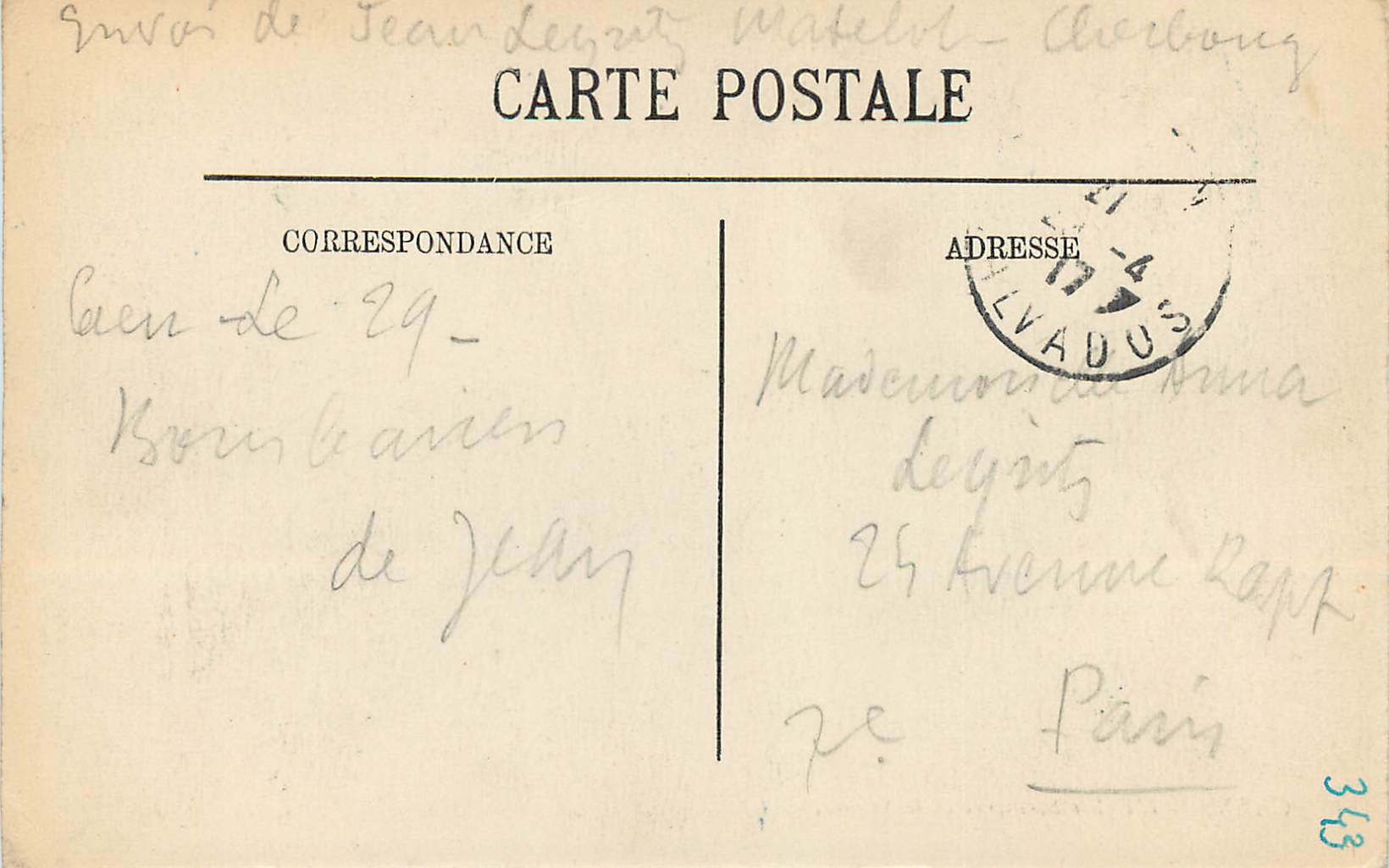 CPA Caen L'Eglise St Pierre et le Square — Rückseite