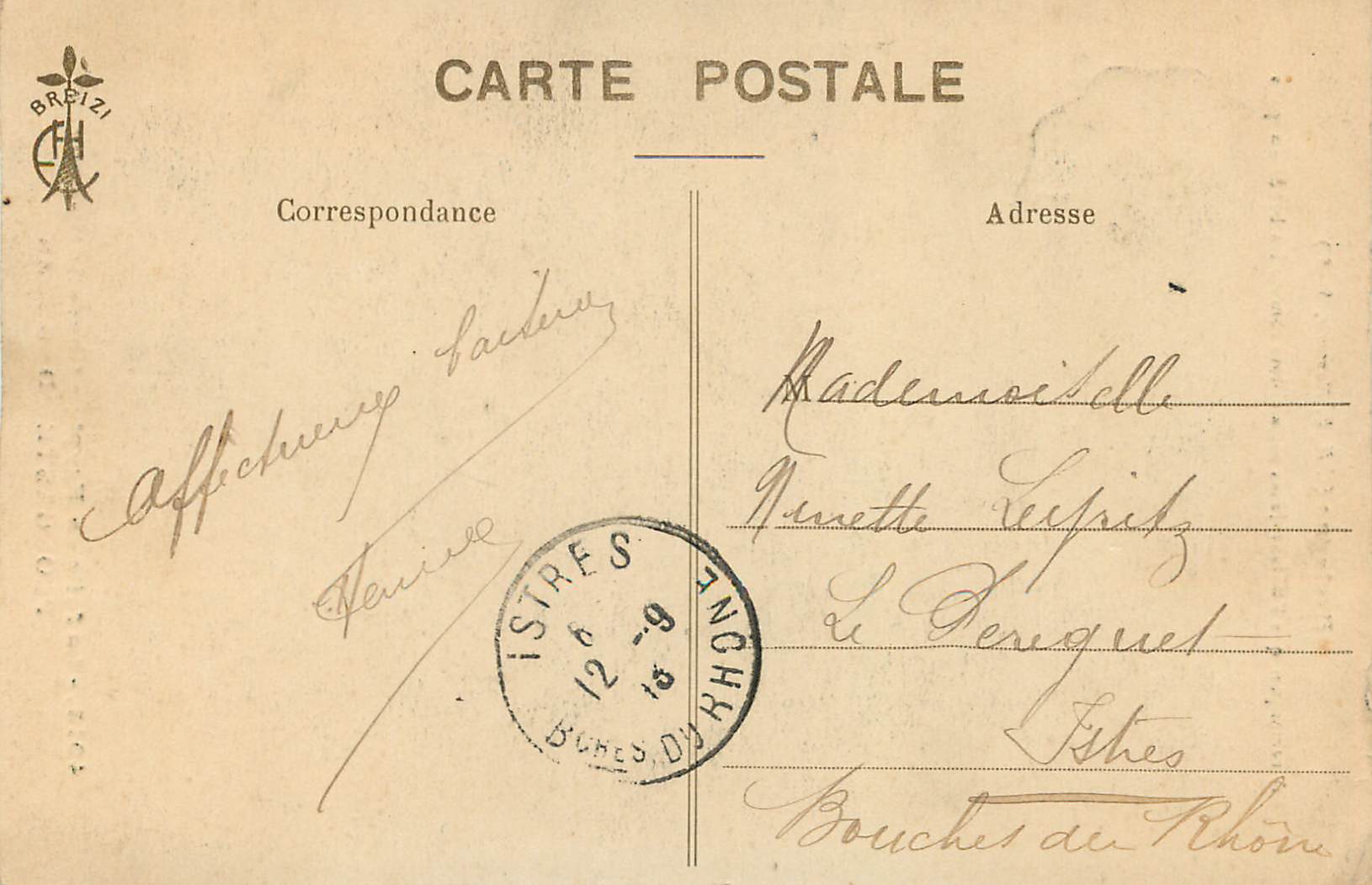CPA Bretagne (Coll E Hamonie St ) La Fuite en Egypte Chapelle St Languy Plougastel Daoulas Ane Donkey — Rückseite
