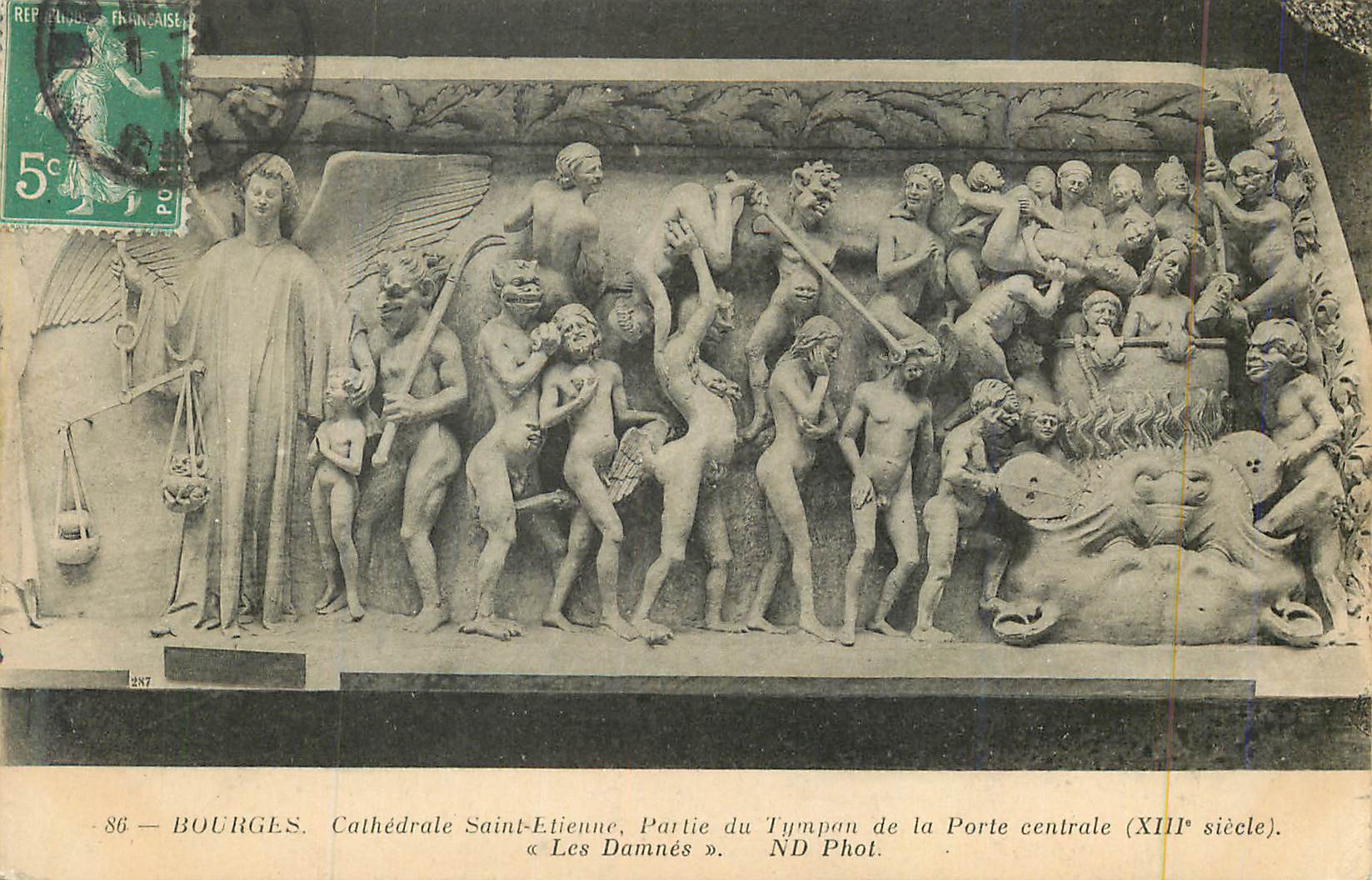CPA Bourges Cathedrale Saint Etienne Partie du Tympan de la Porte Centrale (XIIIe Siecle) Les Damnes