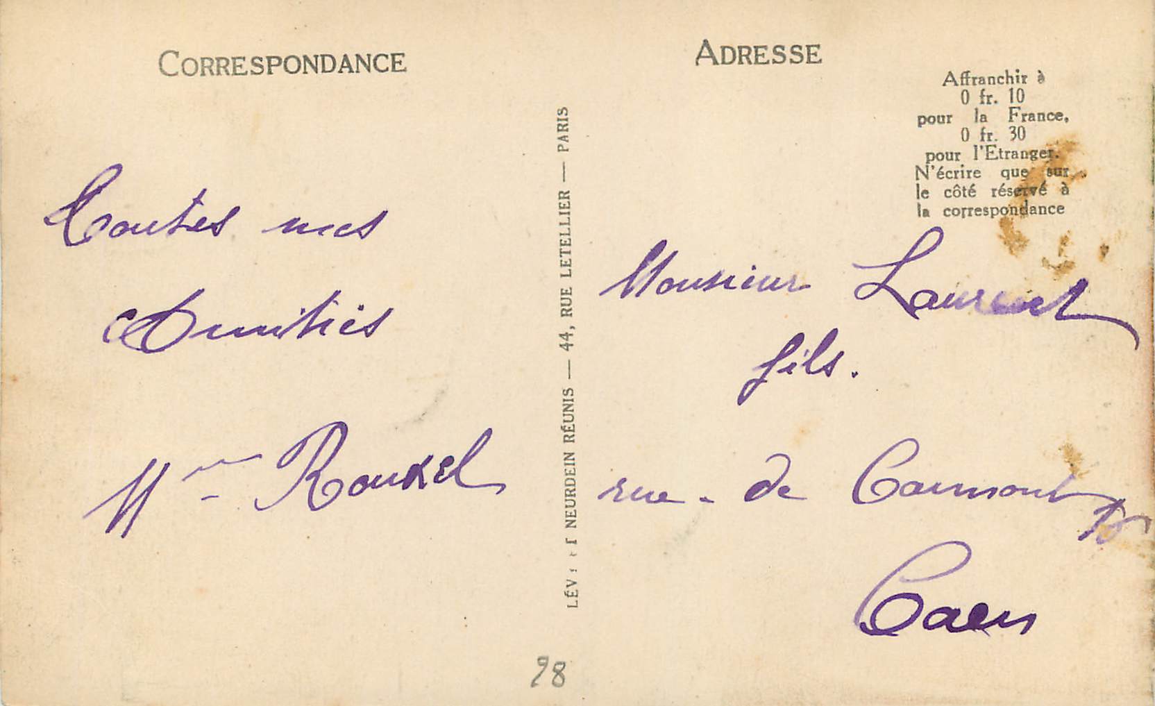 CPA Chartres La Porte Guillaume Tabac — Verso