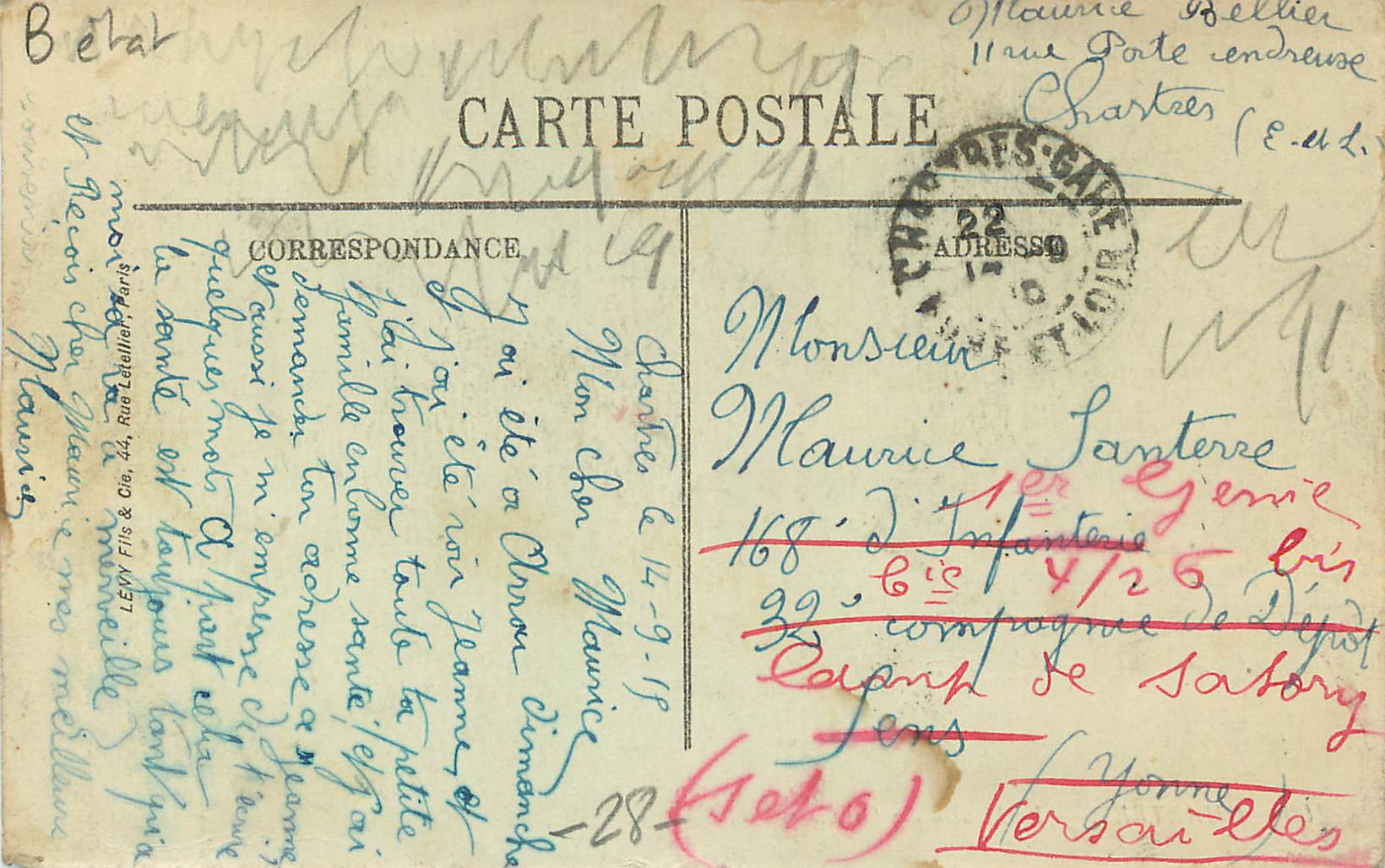 Chartres — Le Moulin des Graviers — LL. n° 109 — Verso