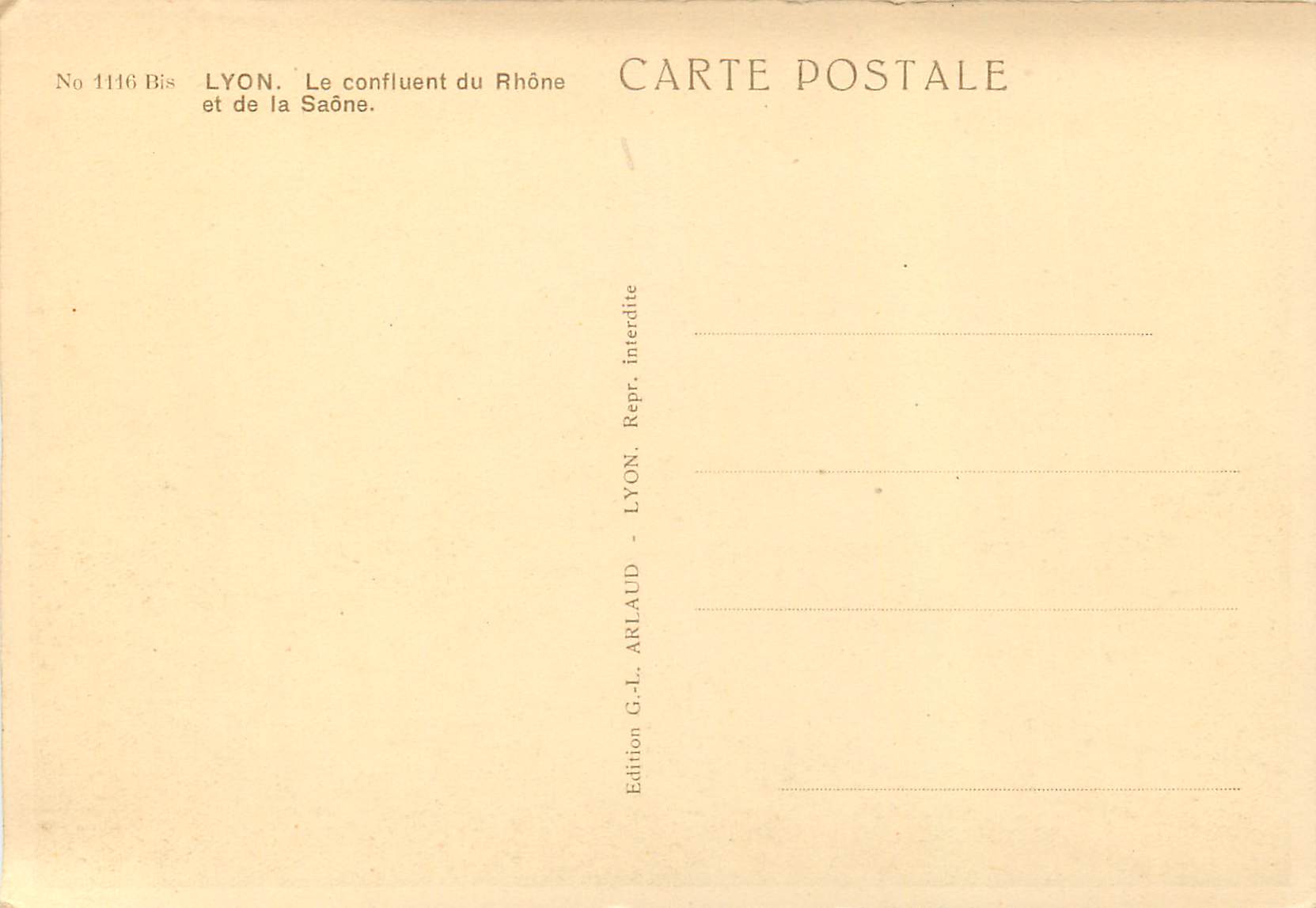 CPA Lyon Le Confluent du Rhone et de saone — Verso