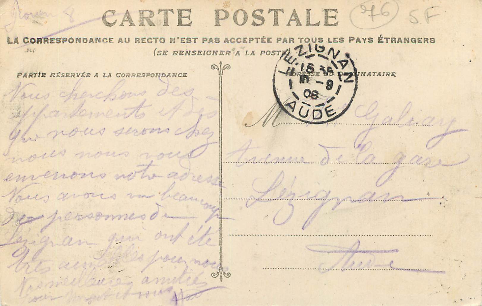 CPA Rouen Vue Generale — Rückseite