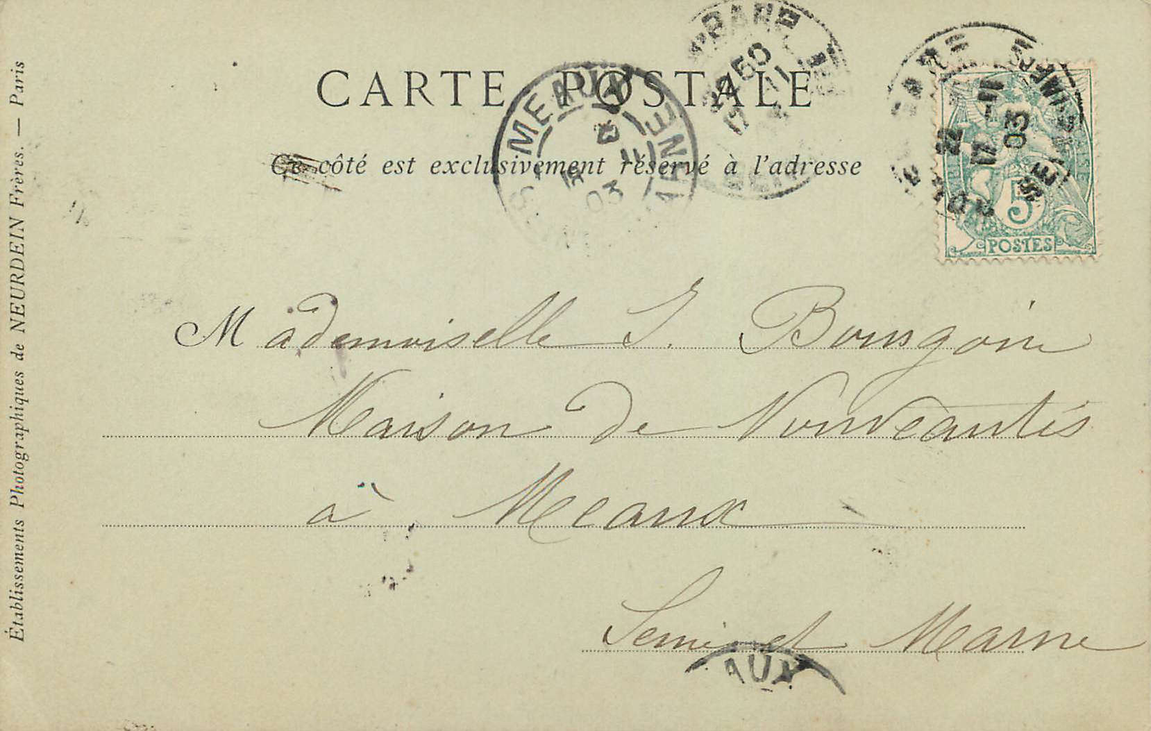 CPA Rouen Dessous dans la Voute de la Grosse Horloge — Verso