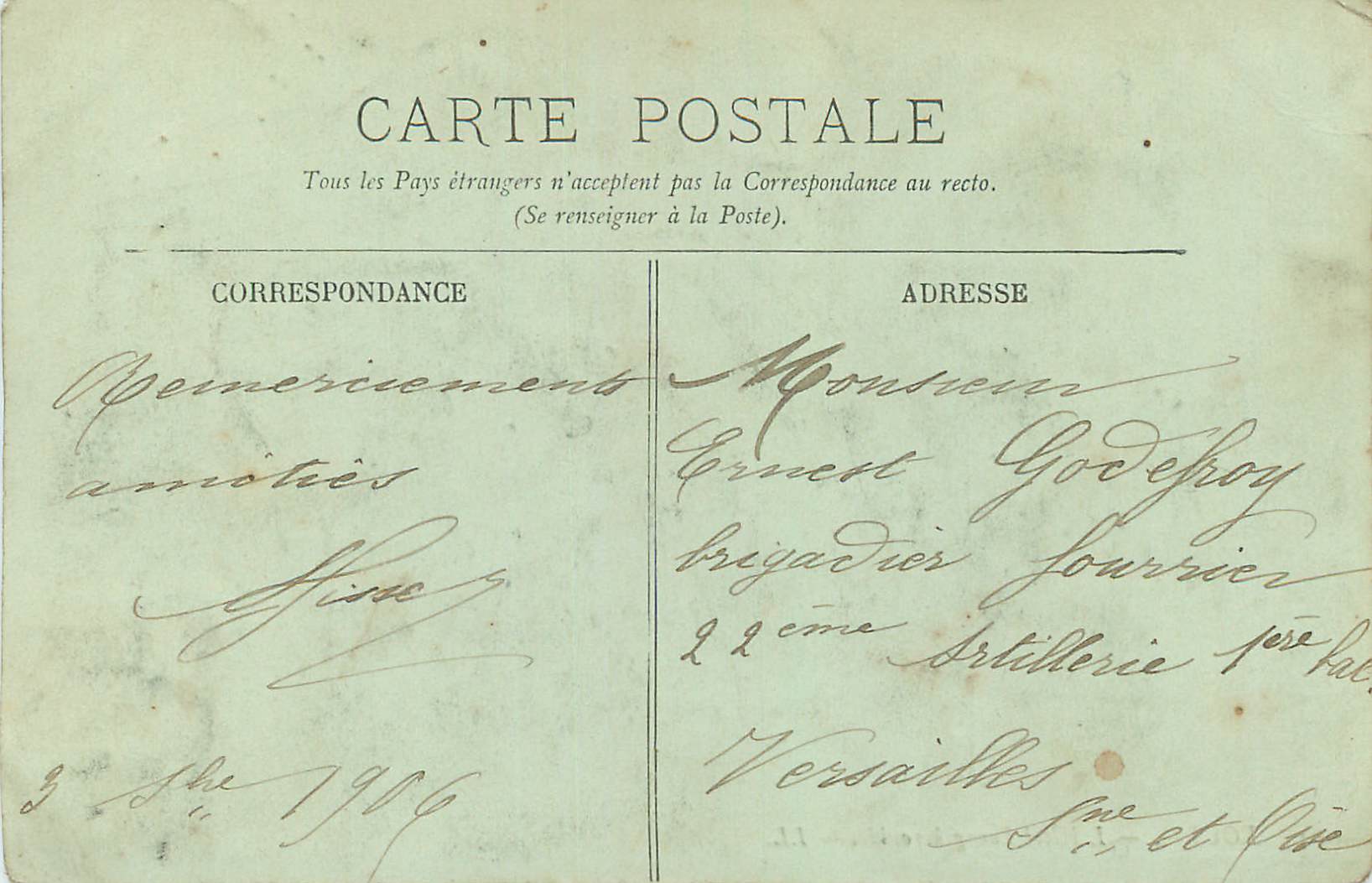 CPA Rouen l'Hotel Bourgtheroulde — Rückseite