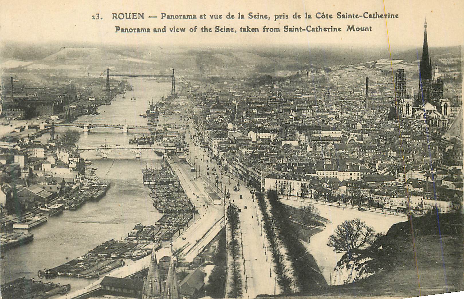 CPA Rouen Panorama et Vue de la Seine Pris de la Cote Sainte Caherien