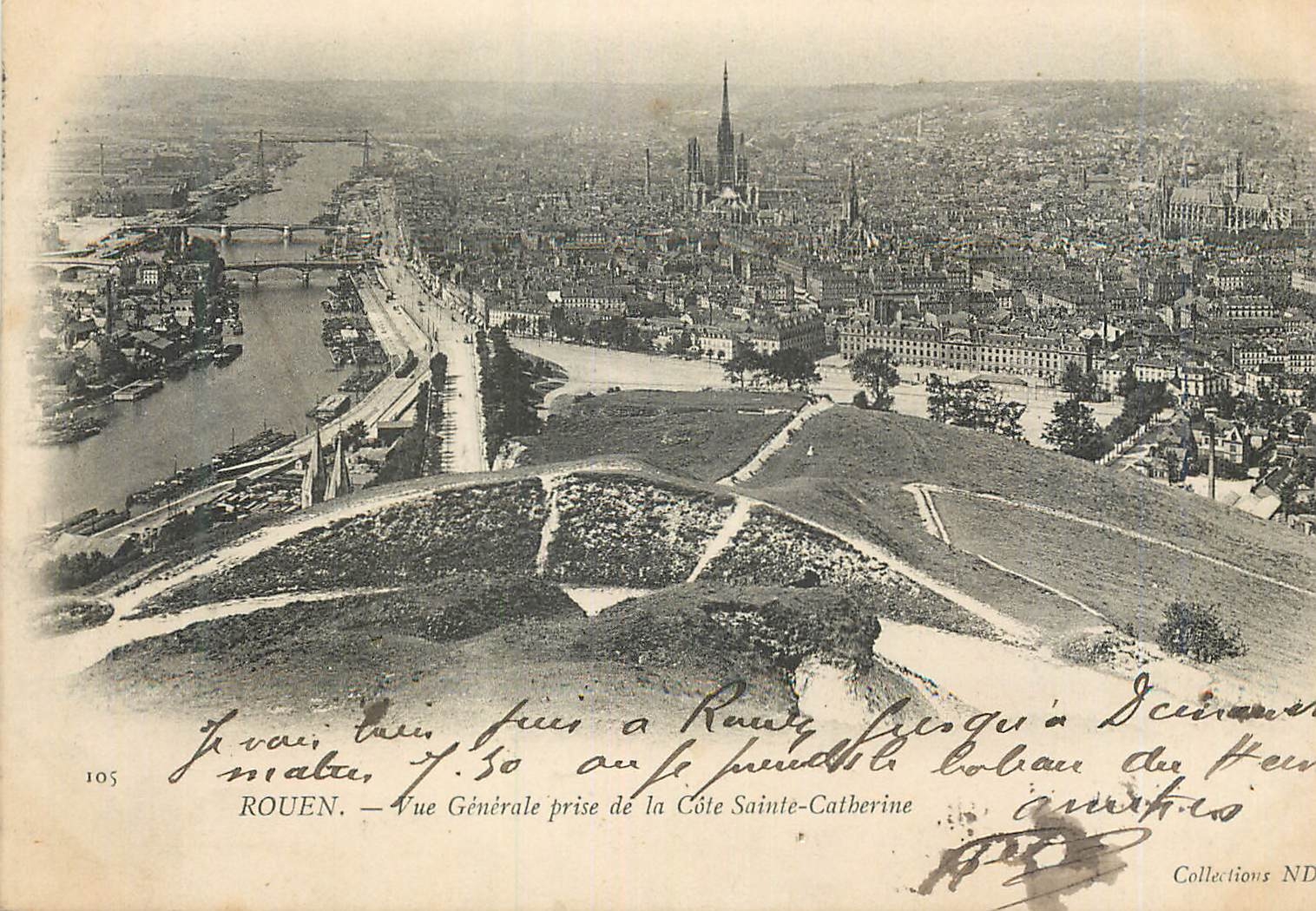 CPA Rouen Vue Generale Prise de la Cote Sainte Catherine