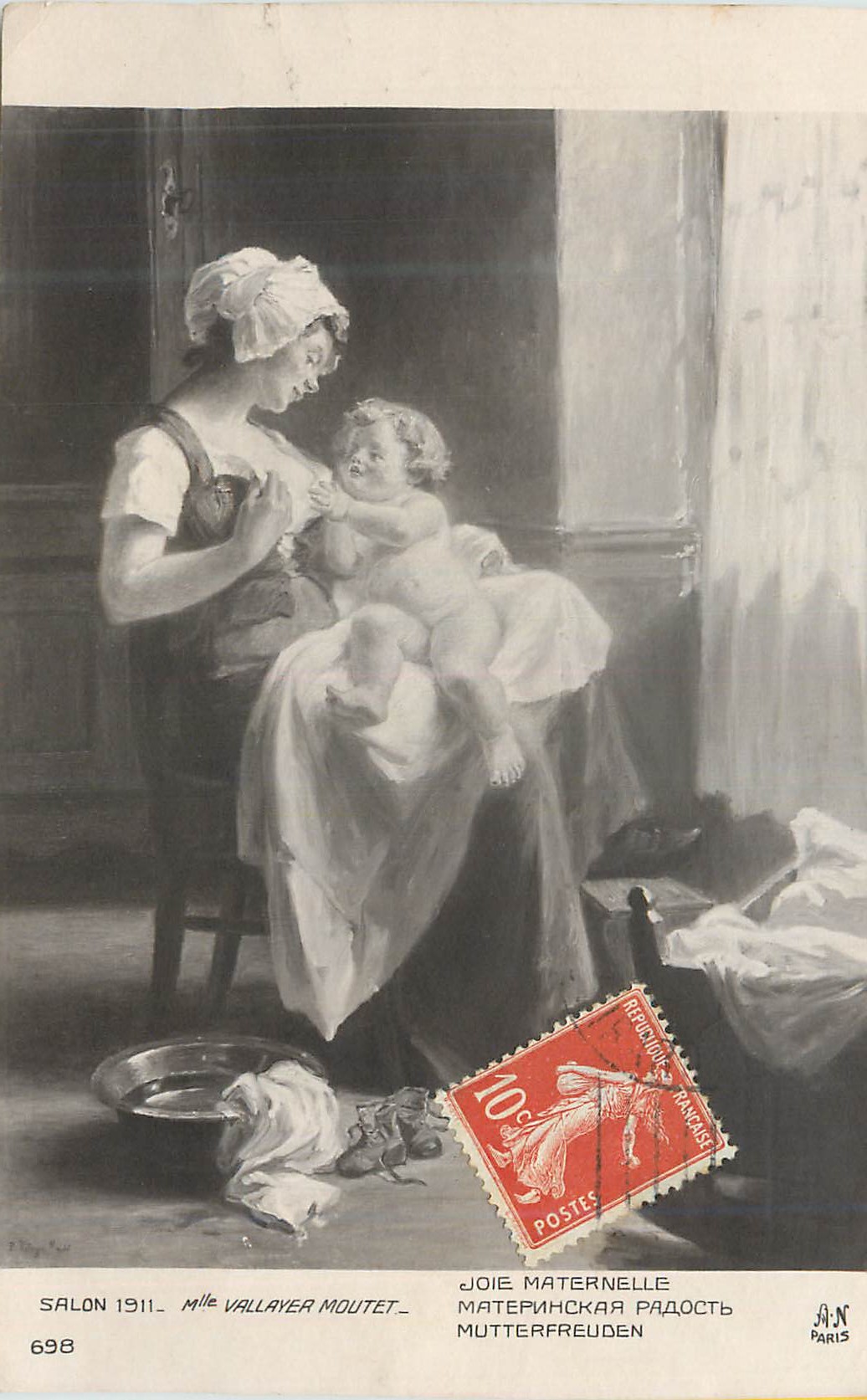 CPA Salon 1911 Mlle Vallayer Moutet Joie Maternelle