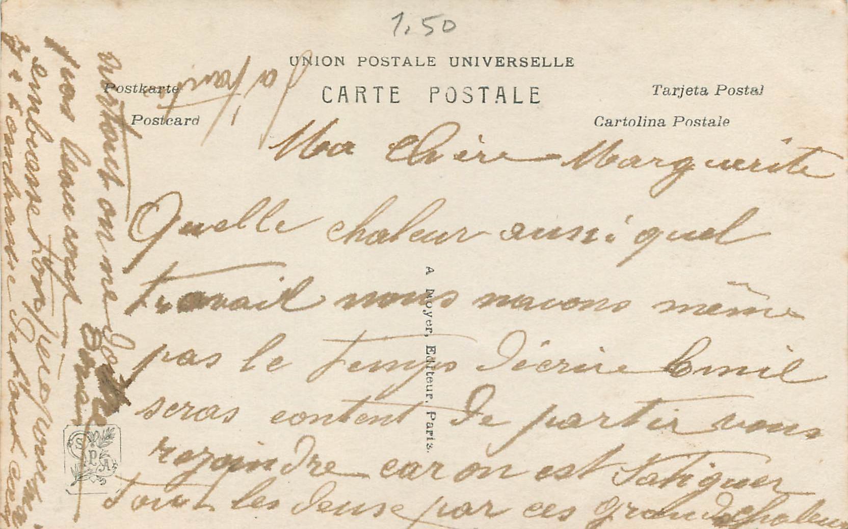 CPA Salon 1911 Mlle Vallayer Moutet Joie Maternelle — Verso