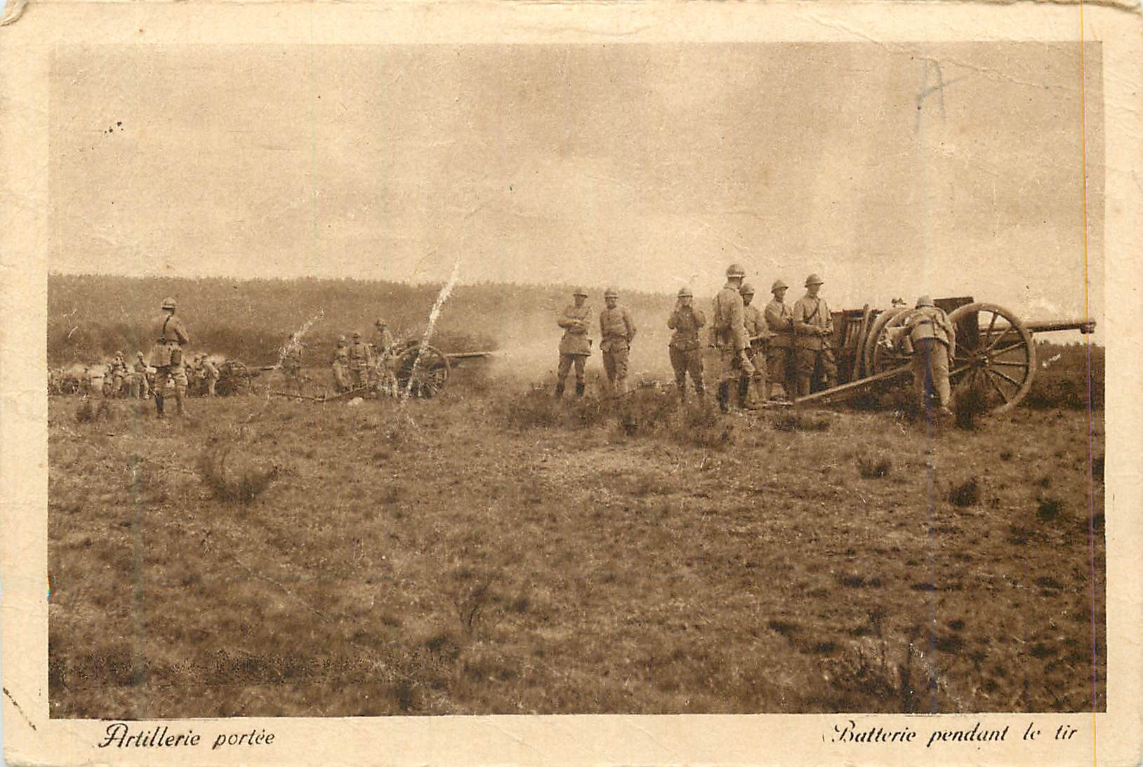 Artillerie portée — Batterie pendant le tir — Édit. Imp. d'Art. ATHÉLIAS (Ragoselle)