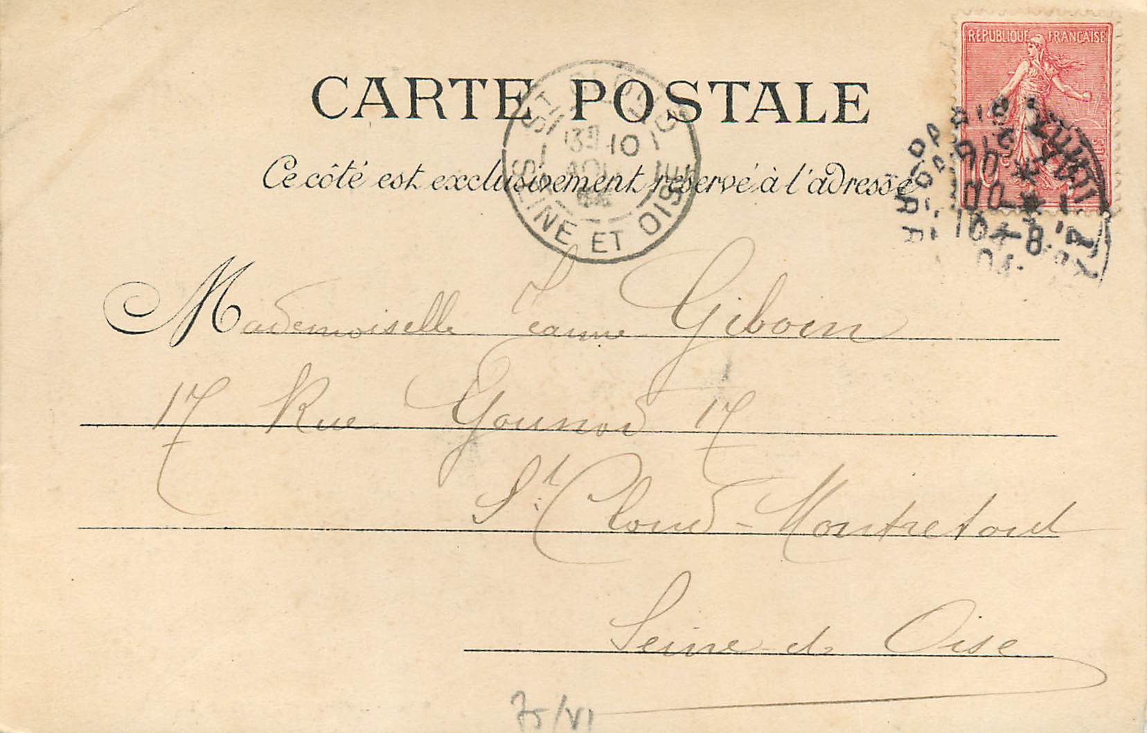 CPA Paris L'Institut — Rückseite